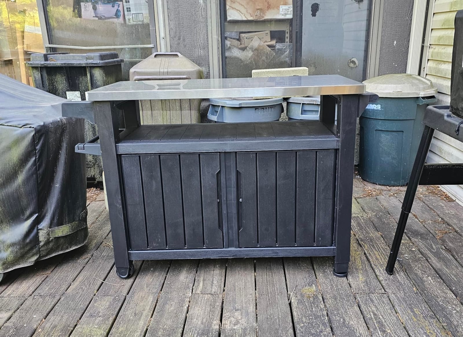 Keter Unity XL Portable Outdoor Table with Stainless Steel Top for Kitchen Prep and Outdoor Storage Cabinet for Grilling Accessories, Dark Grey customer photo 1