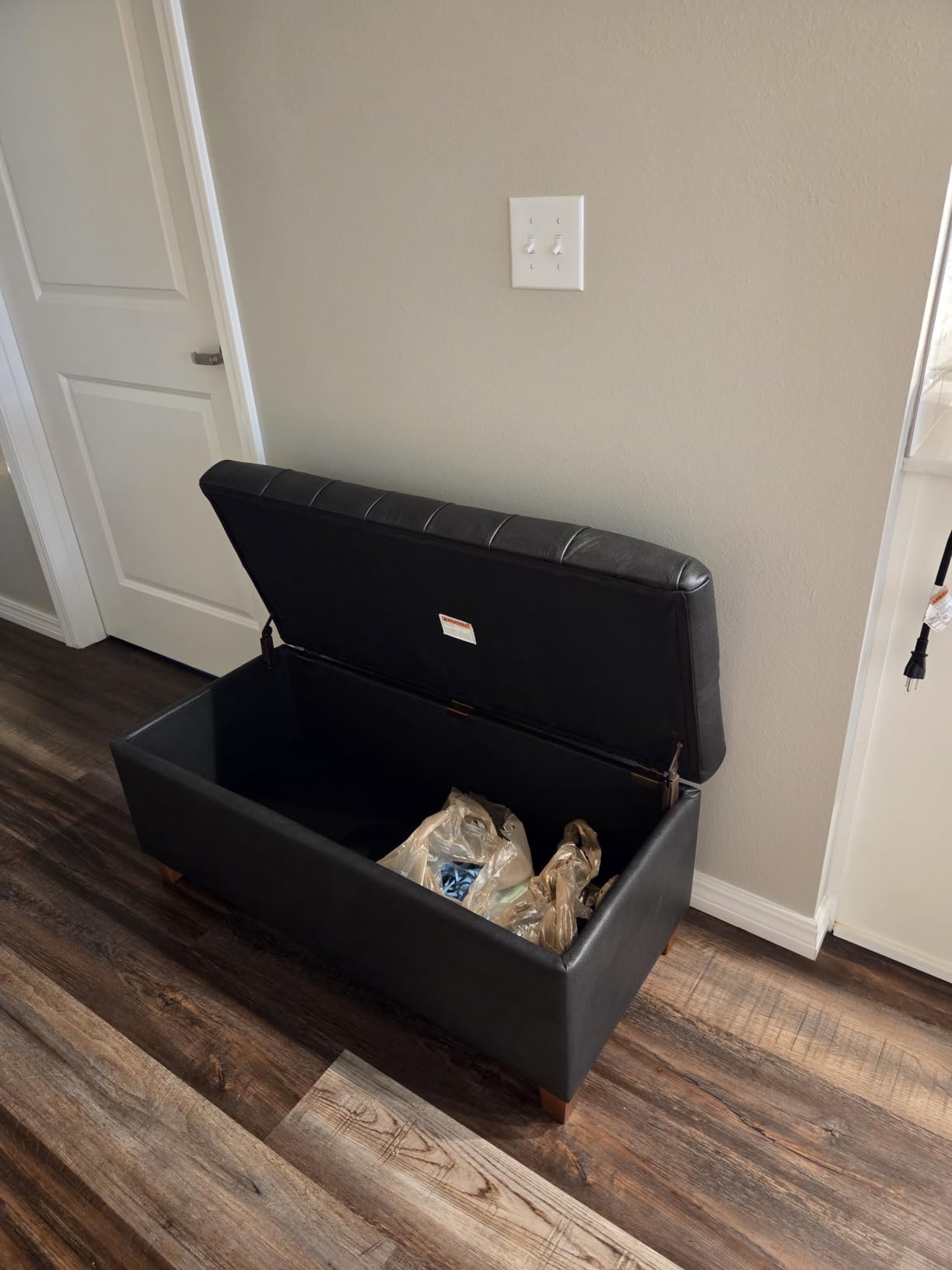 Homepop Home Decor | Tufted Ainsley Button Storage Ottoman Bench with Hinged Lid | Ottoman Bench with Storage for Living Room & Bedroom, Grey customer photo 1