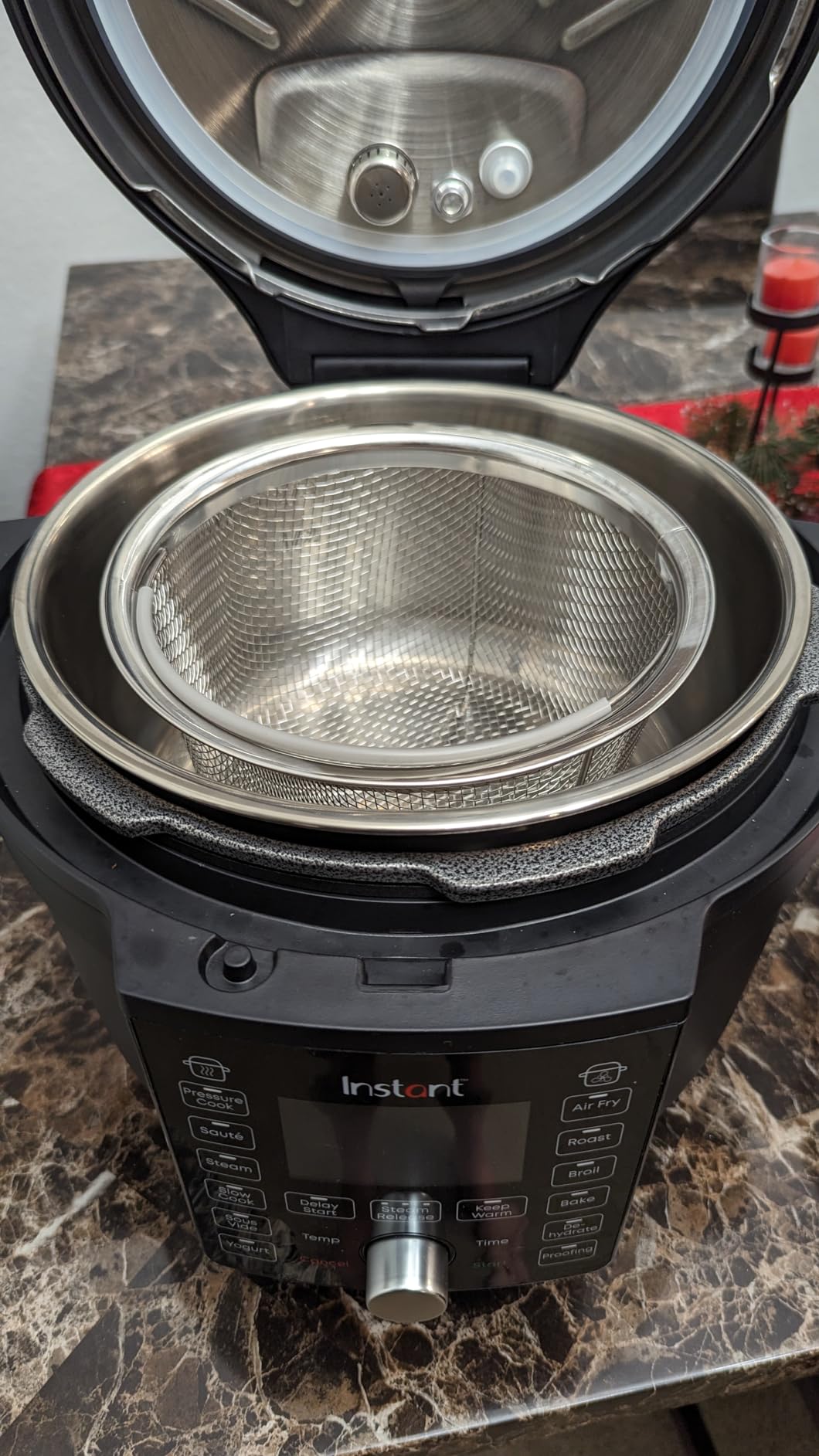 AOZITA Steamer Basket for Instant Pot Accessories 6 qt or 8 quart - 2 Tier Stackable 18/8 Stainless Steel Mesh - Silicone Handle - Vegetable Steamer Insert, Egg Basket, Pasta Strainer, Silver customer photo 1