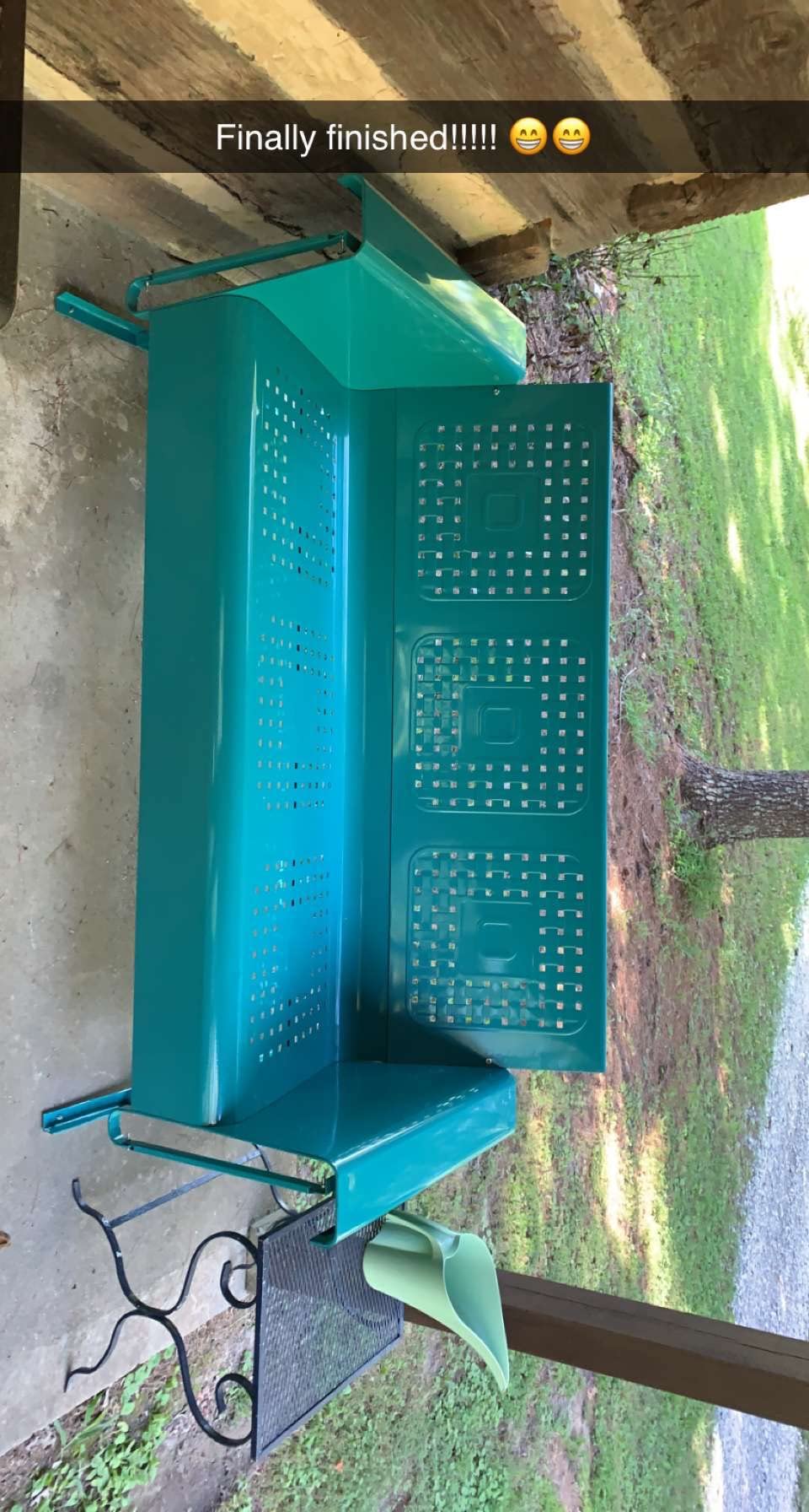 Crosley Furniture Bates Retro Metal Outdoor Sofa Glider, 3-Person Rocking Patio Bench for Porch, Deck, Turquoise Gloss customer photo 2