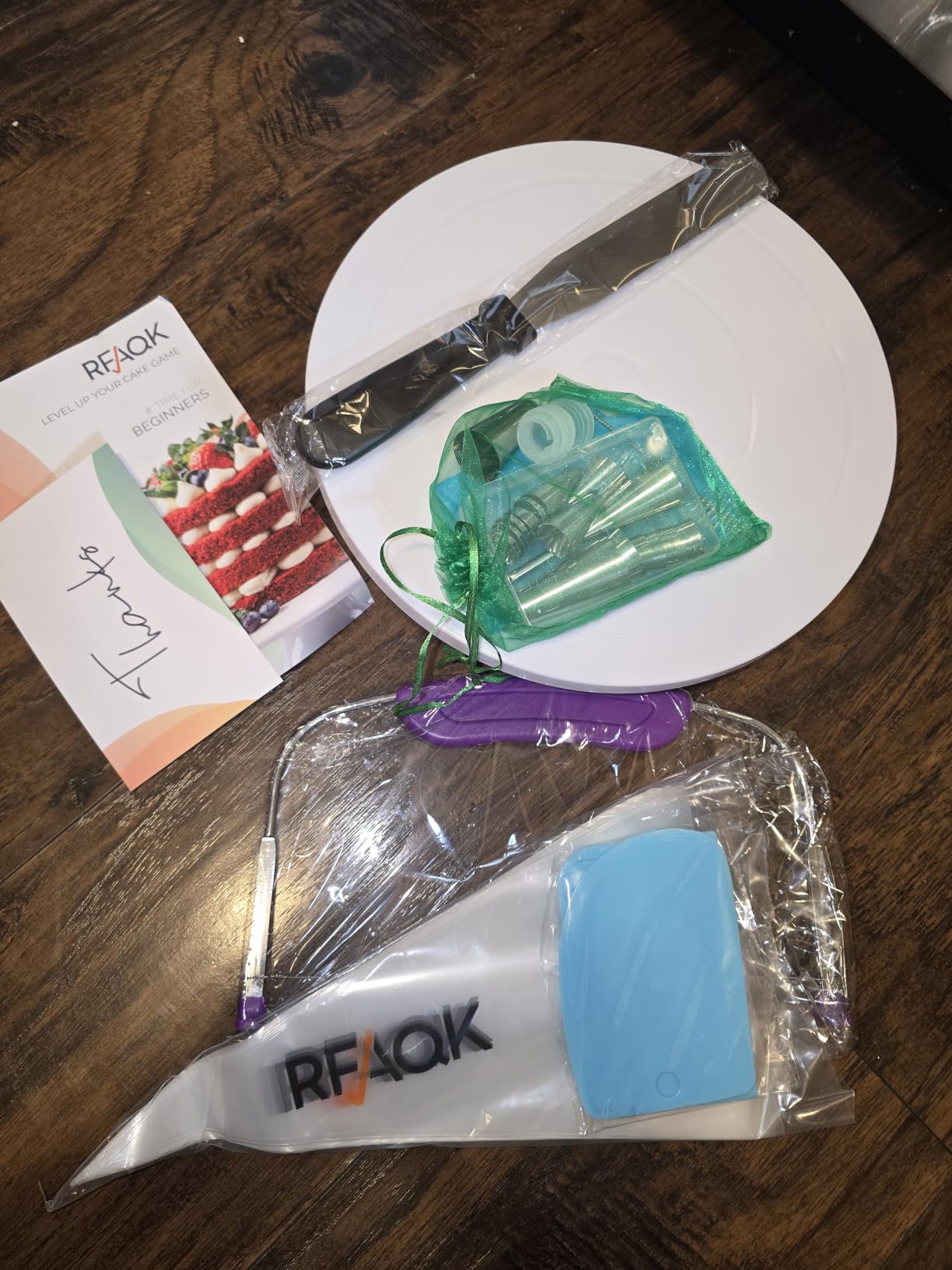 RFAQK 90PCs Cake Decorating Kit for Beginners, Baking Supplies Includes Cake Turntable, Cake Leveler, 24 Icing Piping Tips, 56 Piping Bags, 2 Couplers, Spatulas, Scrapers, Video Course and Booklet customer photo 2