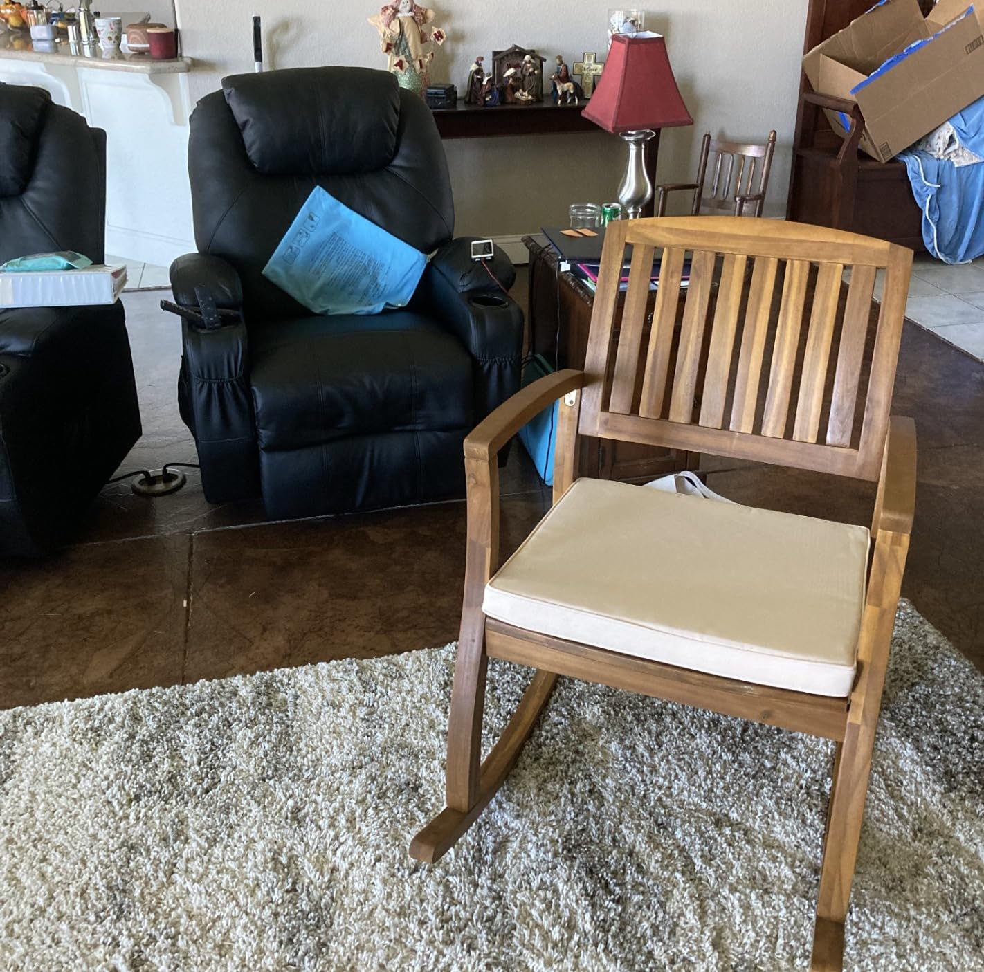 Christopher Knight Home Selma Acacia Rocking Chairs with Cushions, 2-Pcs Set, Teak Finish customer photo 2