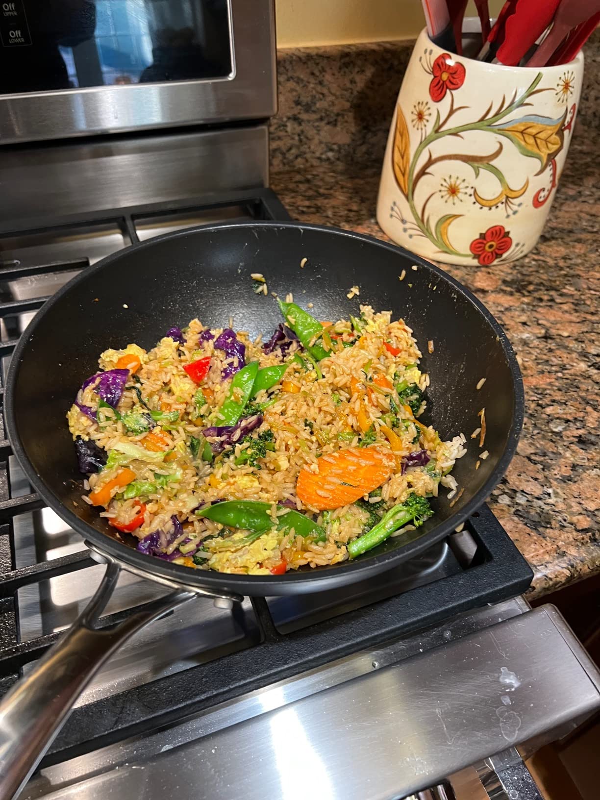 Cooks Standard Classic 11-Inch Hard Anodized Nonstick Wok Stir Fry Pan | 3-Qt Deep Frying Pan with Vented Glass Lid, Stay-cool Handle, Flat Bottom Wok fits most Stovetops customer photo 2