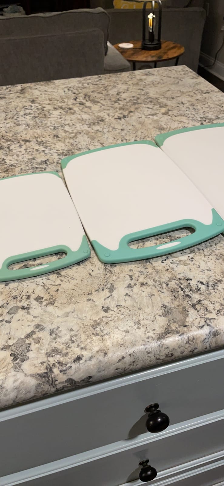 Cutting Boards for Kitchen, Plastic Chopping Board Set of 4 with Non-Slip Feet and Deep Drip Juice Groove, Easy Grip Handle, Dishwasher Safe, gray customer photo 1