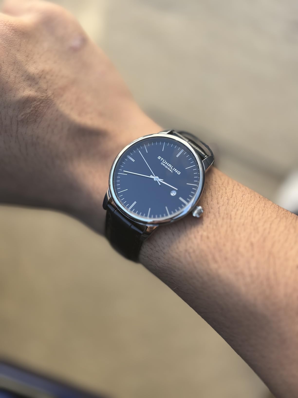 Men's Dress Watch 40mm, Ultra Slim Mens Watch Leather Strap, Quartz Analog Men's Wrist Watch, Classic Minimalist Watch for Men customer photo 2