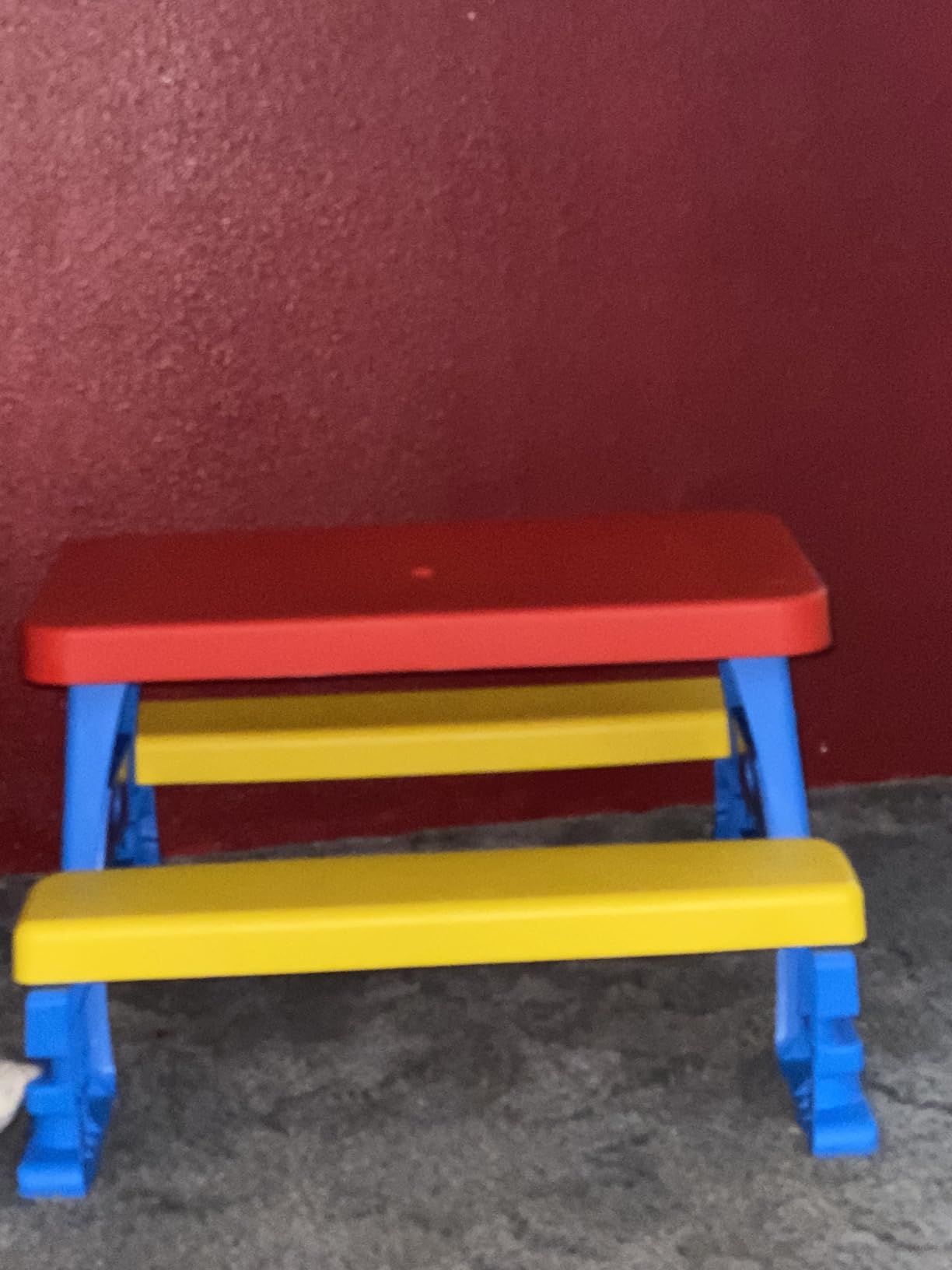 DOLU : Big Plastic Picnic Table for 4 - Blue, Red, Yellow - Indoor & Outdoor Use, 44lb Capacity, 44x77x71, Designed for Toddlers & Kids Ages 2+ customer photo 1