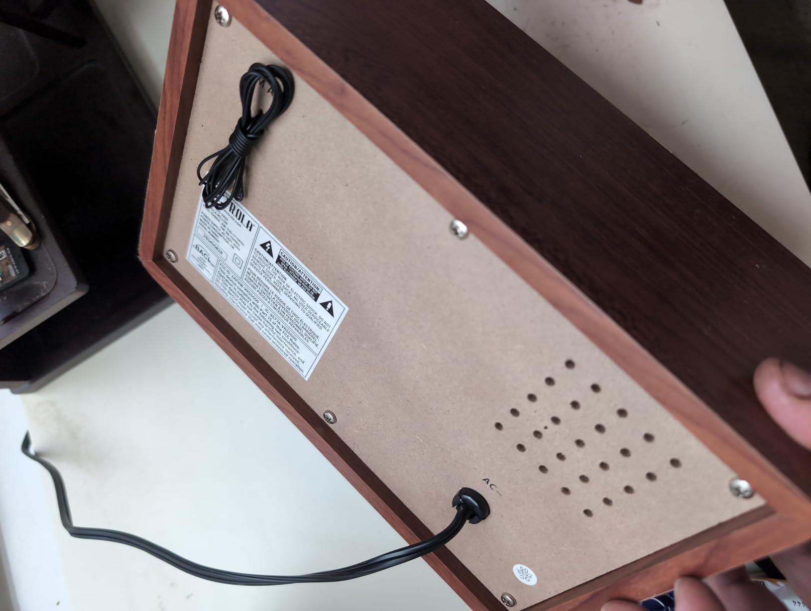 Victrola Willow - Retro Wood Bluetooth Radio, AM/FM - Walnut | Compact wood tabletop radio, analog AM/FM rotary dial, Bluetooth streaming, built-in speakers, bass and treble controls customer photo 1