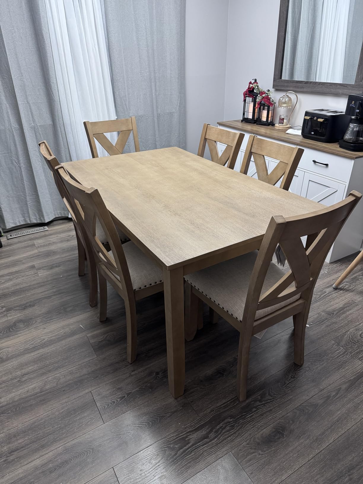 Signature Design by Ashley Skempton Cottage Dining 7 Piece Set - Rectangular Table & 6 Upholstered Chairs | Coastal Chic Meets Farmhouse, Whitewash customer photo 1