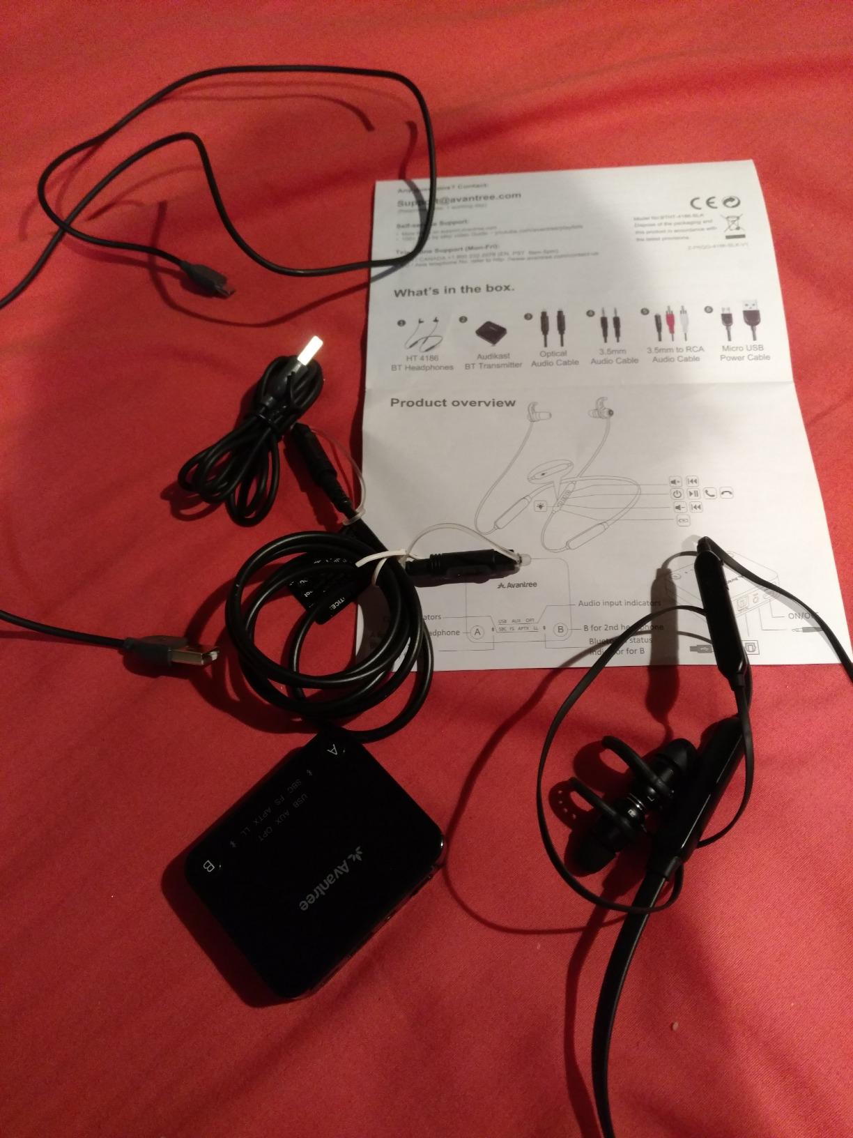 Avantree HT4186 - Wireless Neckband Headphones for TV | Plug-and-play TV listening set with Bluetooth transmitter, optical, RCA, and AUX support, plus low-latency audio. customer photo 1