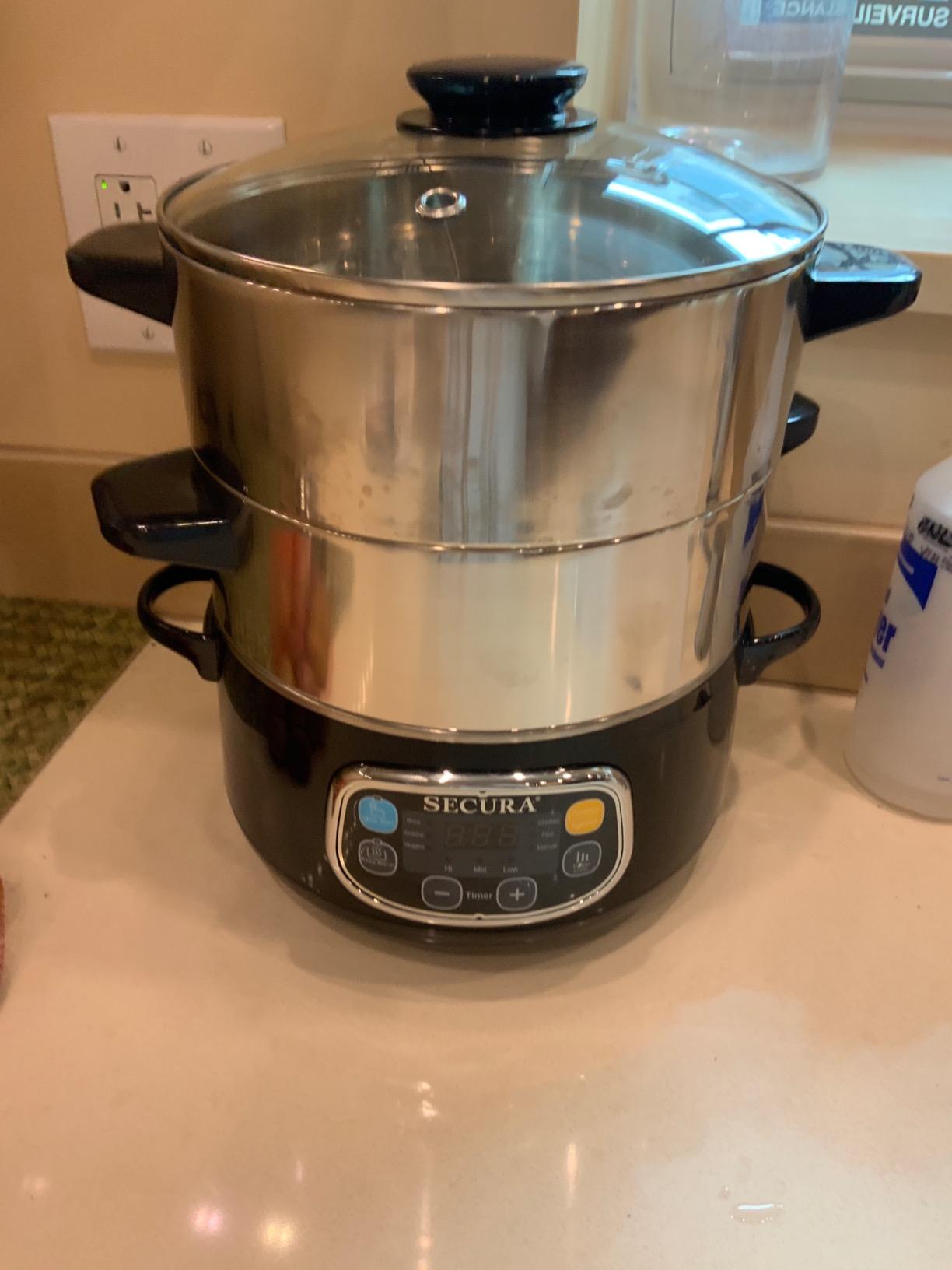 Secura Electric Food Steamer, Vegetable Double Tiered Stackable Baskets with Timer 1200W Fast Heating Stainless Steel Digital Steamer 8.5 Quart customer photo 1