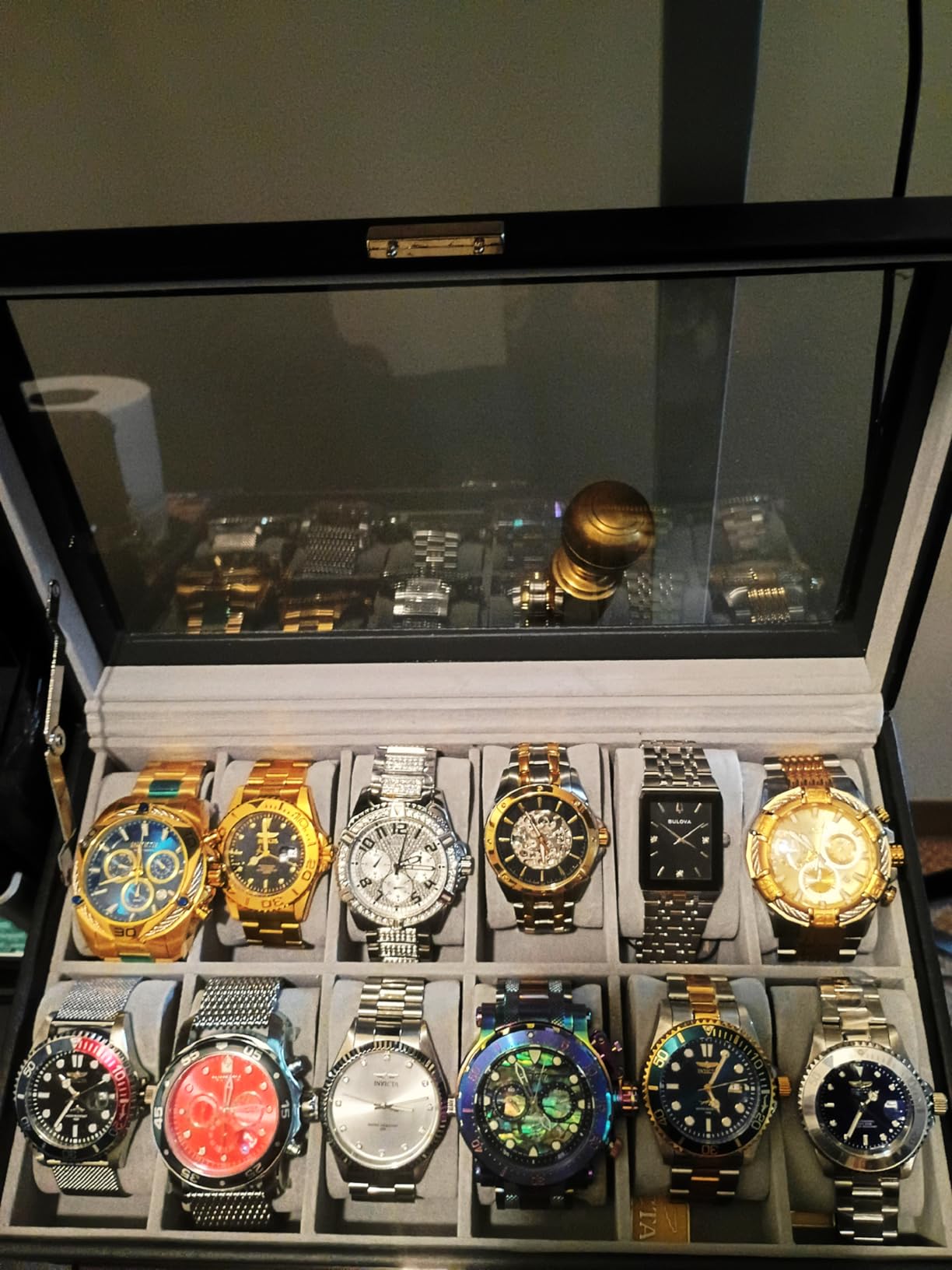 GUKA 12-Slot Watch Box Organizer with Glass Lid, 2-Tier Leather Case customer photo 1