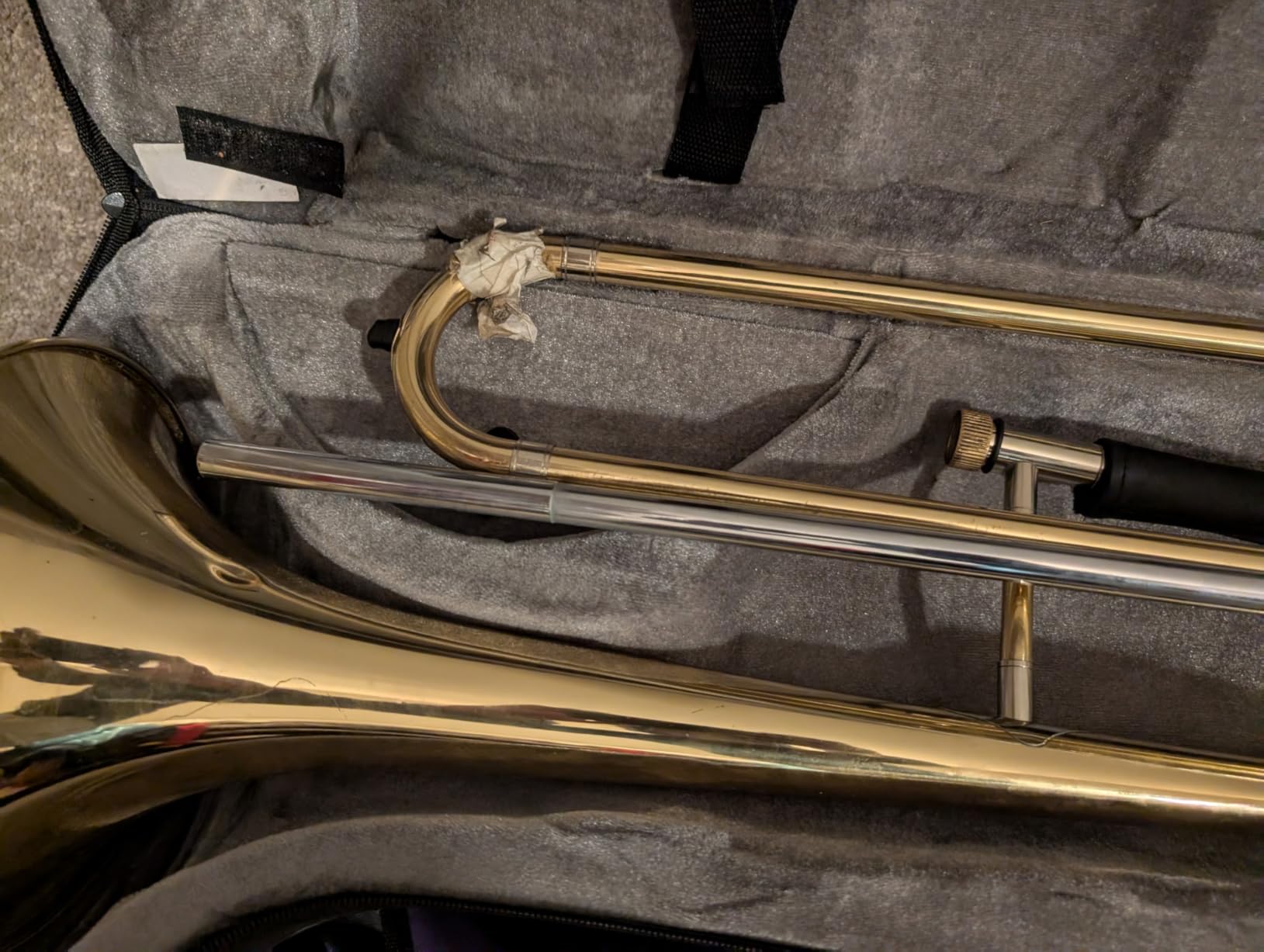 Eastar Bb Tenor Slide Trombone for Beginners Students, B Flat Brass Plated Trombone Instrument with Mouthpiece, White Gloves, Cleaning Kit, ETB-330, Golden customer photo 1