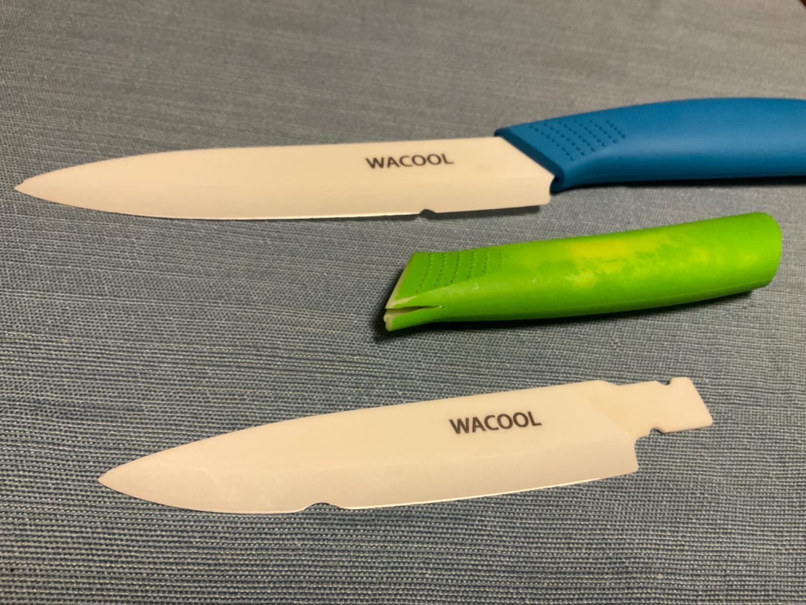WACOOL Kitchen Ceramic Knife Set with Sheaths, include 3-Piece 6-inch Chef's Knife, 5-inch Utility Knife,4-inch Fruit Paring Knife (Colorful Handle) customer photo 1