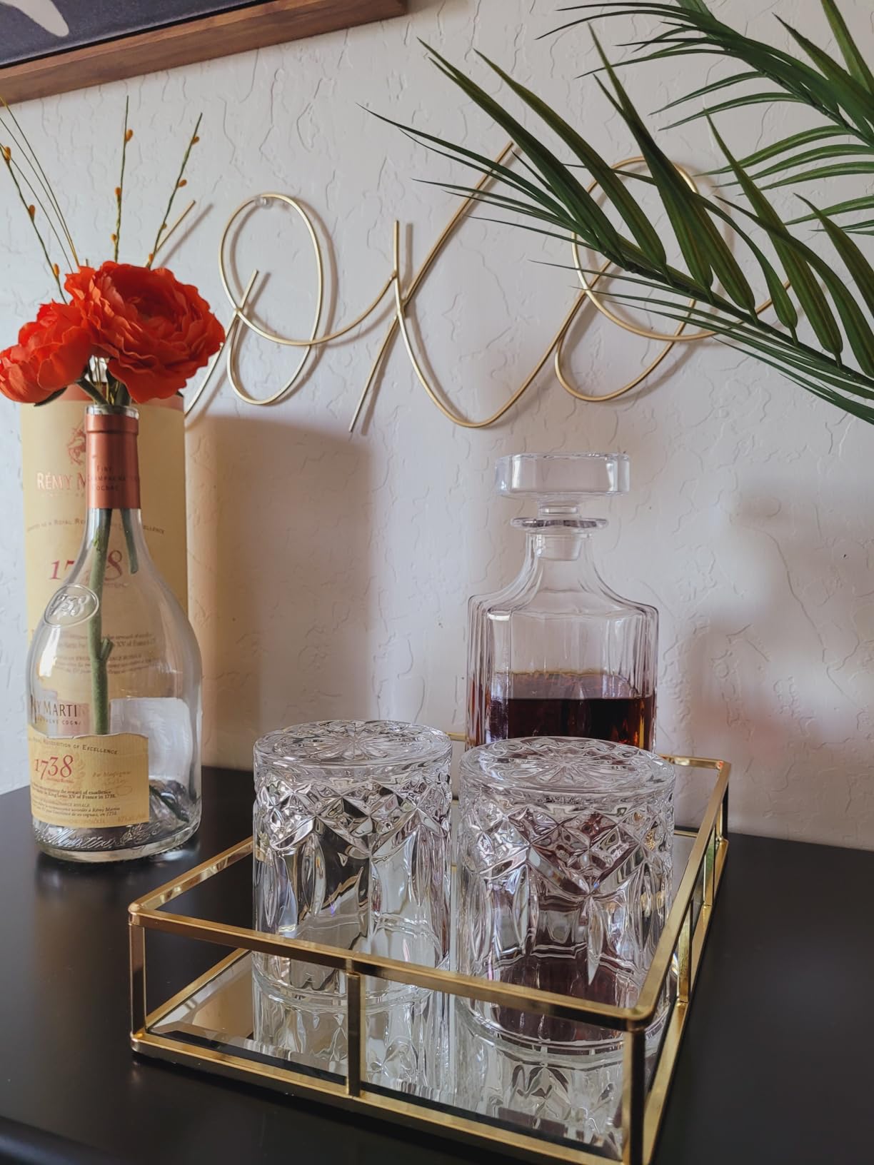 ELIDOMC 5PC Italian Crafted Crystal Whiskey Decanter & Whiskey Glasses Set, Crystal Decanter Set With 4 Whiskey Glasses, Whiskey Decanter Sets for Men. customer photo 1