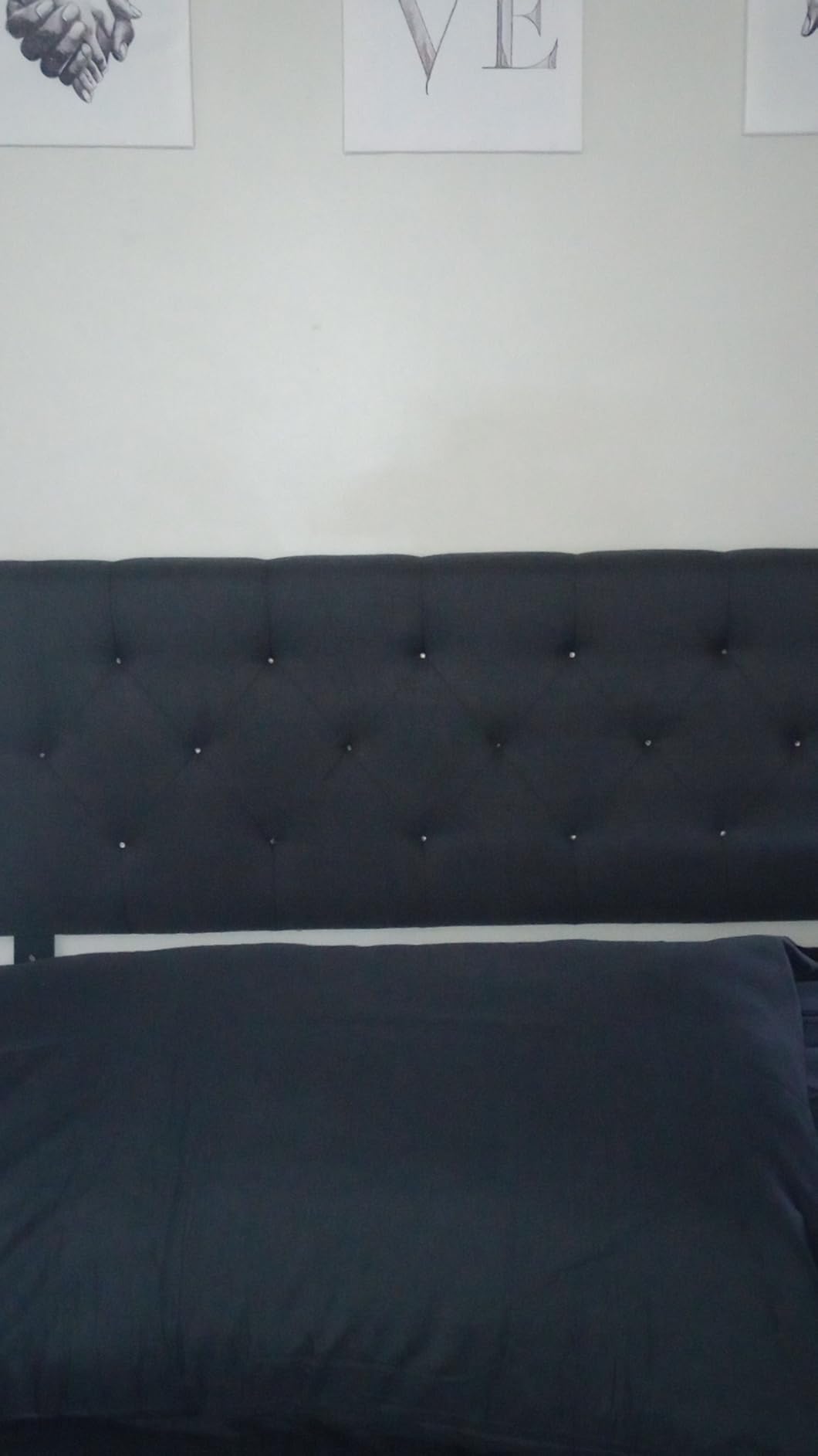 Lucid Mid-Rise Upholstered Headboard - Diamond Tufted - Padded Polyester - Adjustable Height 34