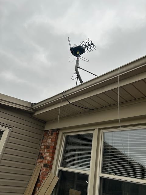 PBD Amplified Outdoor TV Antenna, 360 Degree Remote Rotation, 59 ft RG6 Cable | High-Gain Low-Noise Amplifier, Clear UHF/VHF Local Channel Reception on 4K/1080P TVs, Dual TV Outputs, Grounding Block customer photo 2