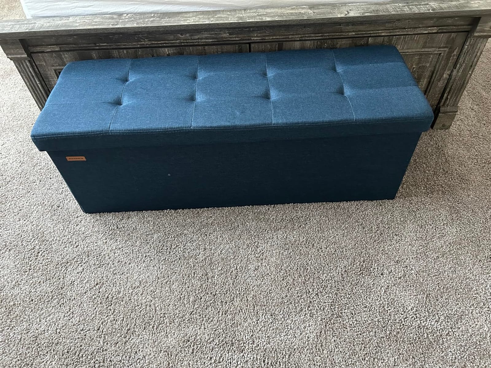 SONGMICS MAZIE Collection - 30 Inches Folding Storage Ottoman Bench, Ottoman Foot Rest, End of Bed Bench, Storage Chest, Load 660 lb, for Living Room, Bedroom, Entryway, Dark Gray ULSF47K customer photo 1