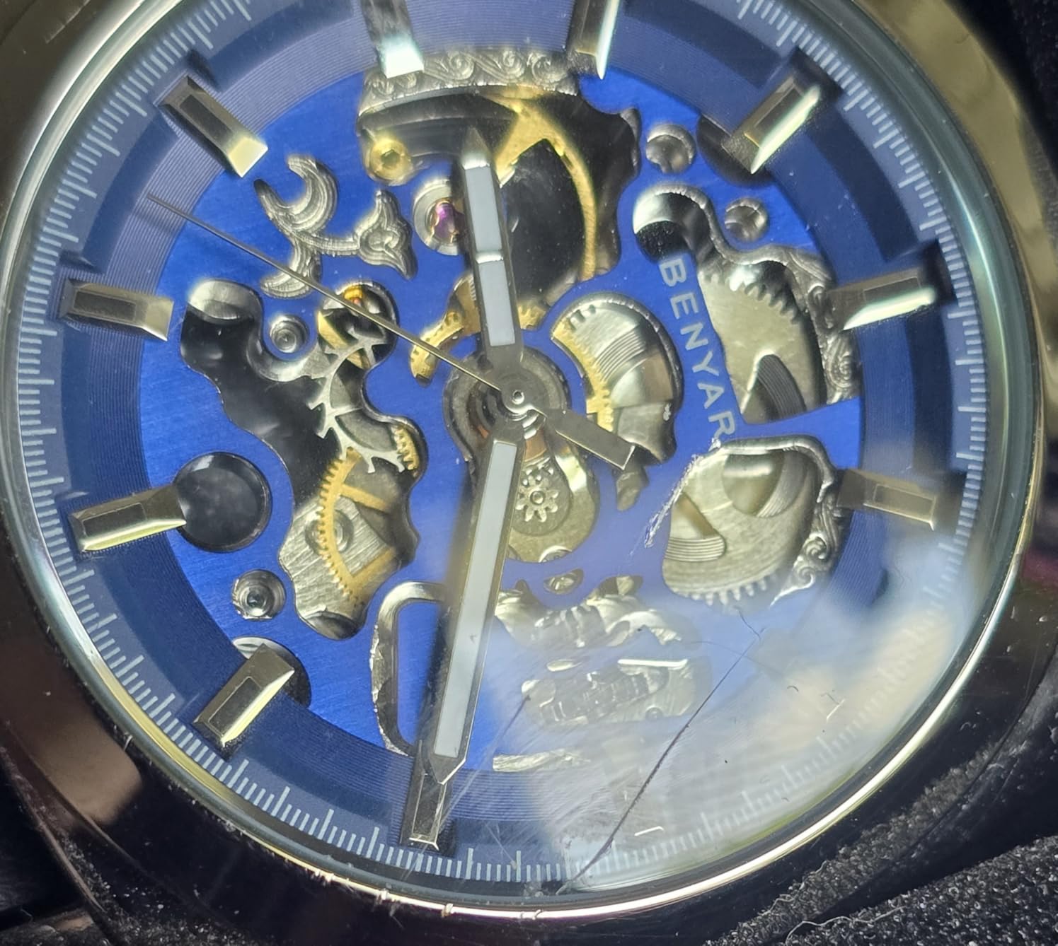BENYAR Men's Mechanical Automatic Watch | Leather Strap | Gold Movement | 45mm Skeleton Dial | Water Resistant and Scratch Resistant Stylish Gift customer photo 2