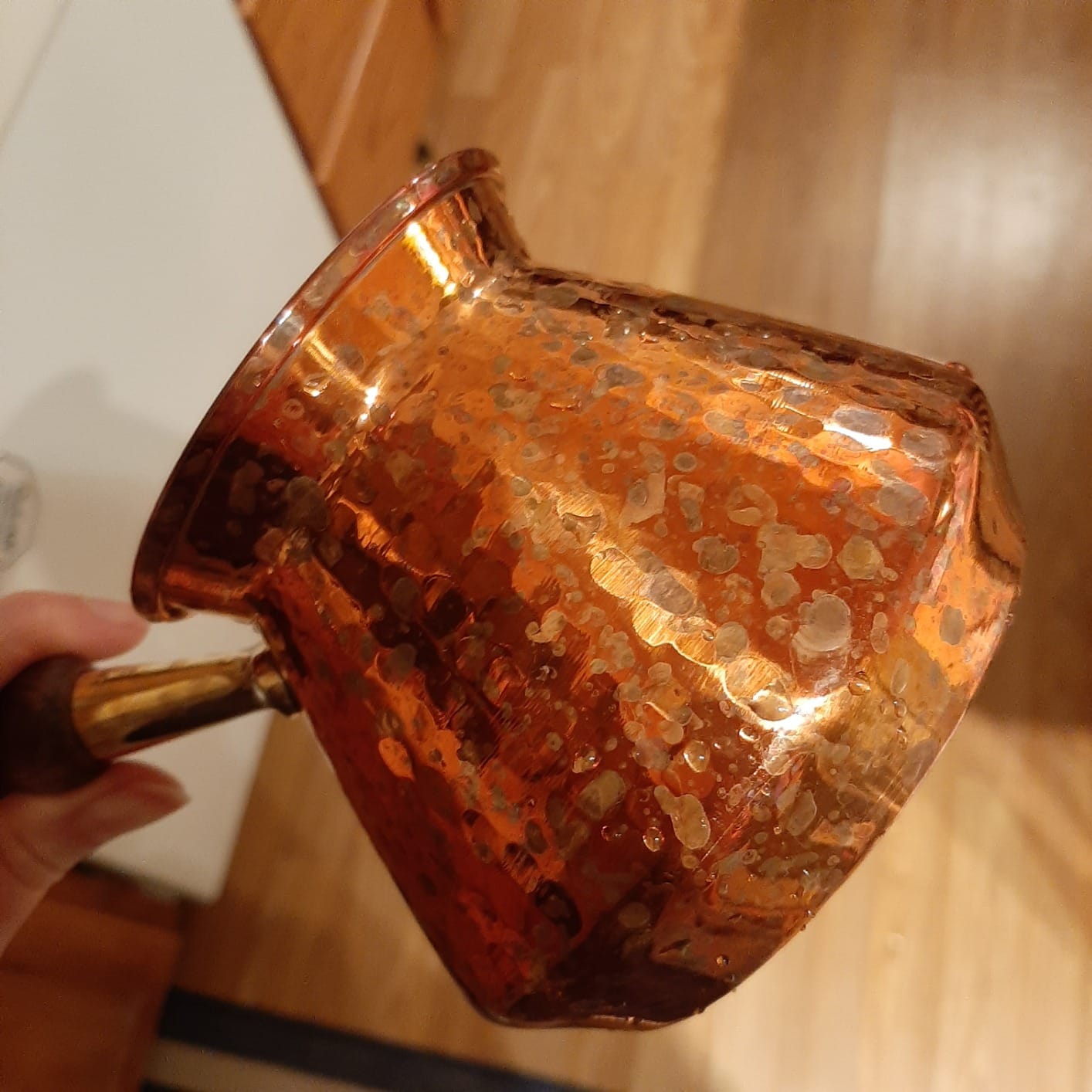 ACC Series (Medium-13 fl oz) - Hand Hammered Turkish Greek Arabic Armenian Copper Coffee Pot, Heavy Duty Stovetop Coffee Maker Cezve Jazzve Jazva Jezve Ibrik Briki customer photo 2