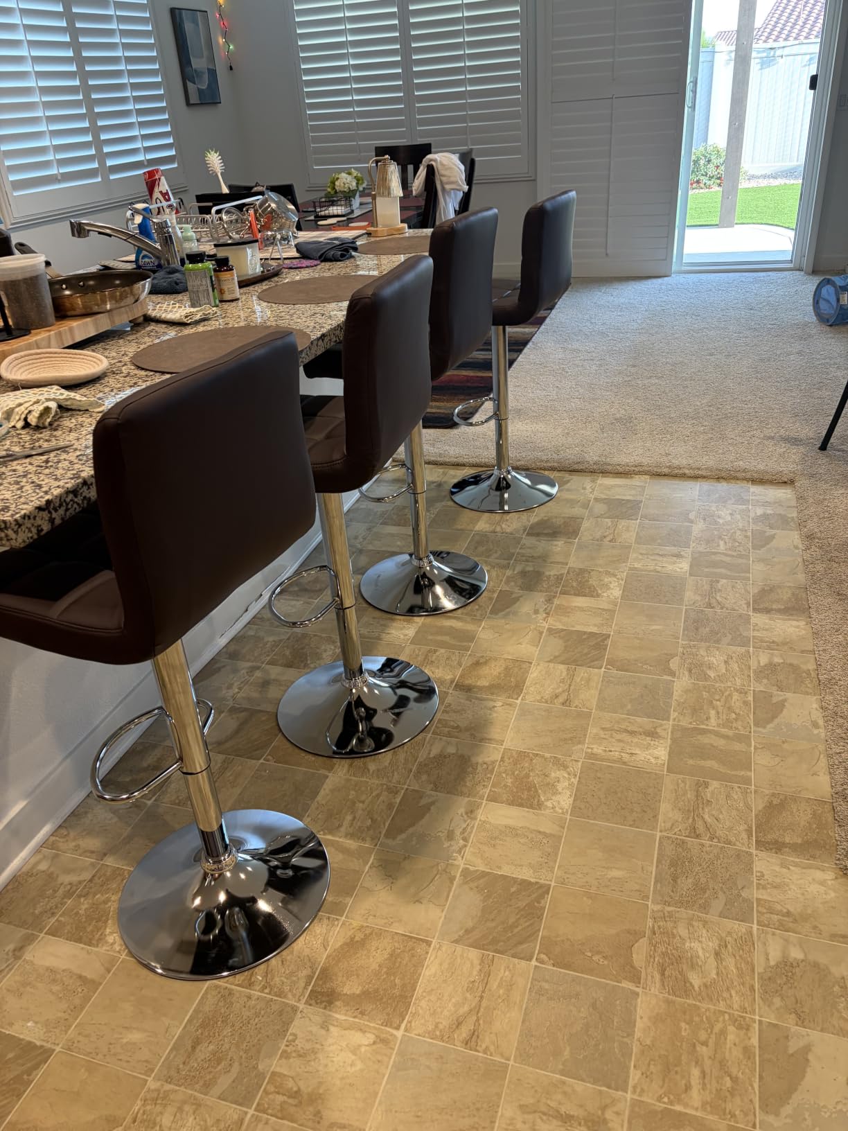 Yaheetech Bar Stools Set of 2 Adjustable Counter Height Barstools Black | 360 Degree Swivel Faux Leather Sillas Para Barra De Cocina with Back and Footrest for Kitchen Dining Room Island and Bar customer photo 2