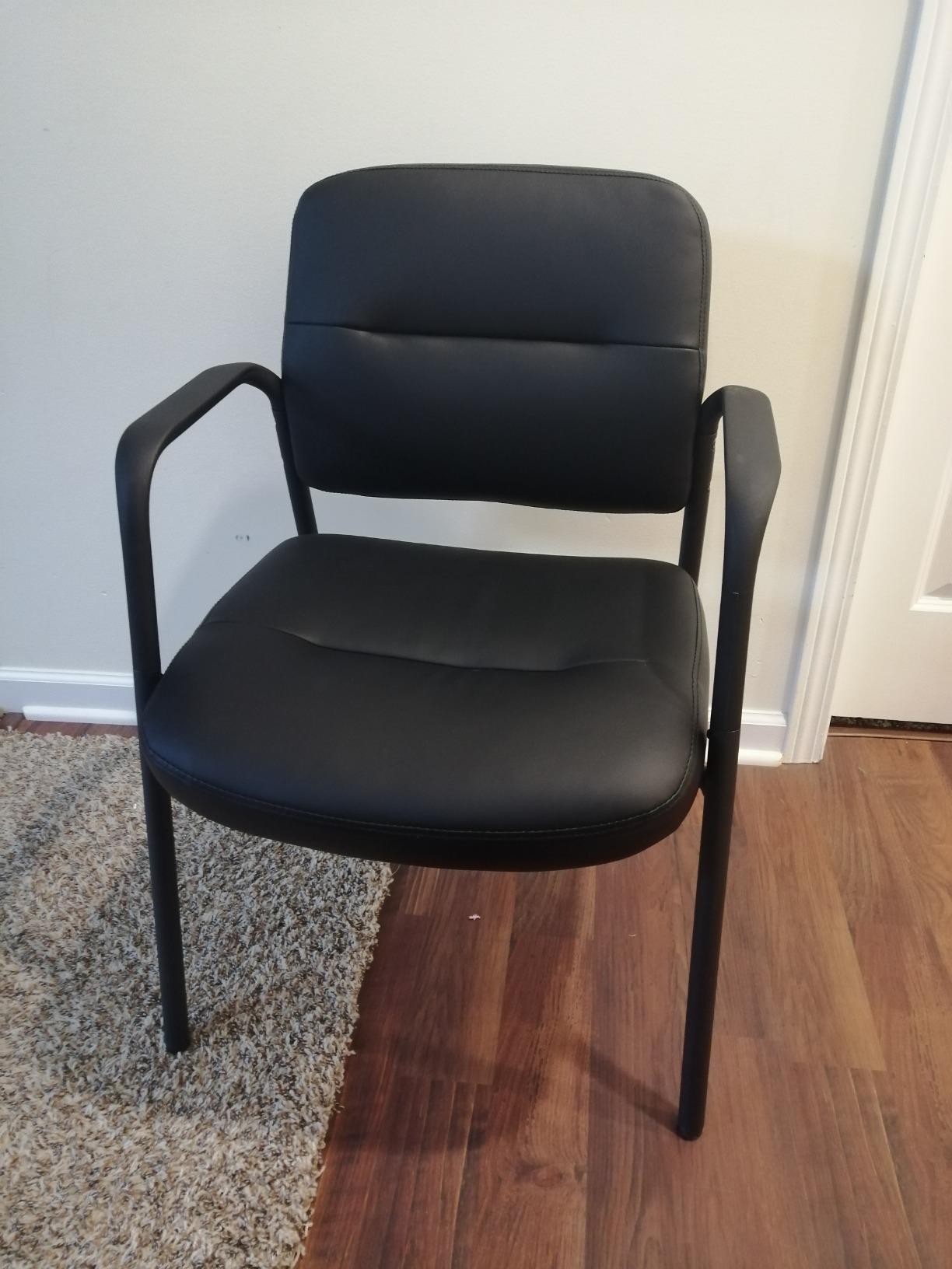 Devoko Waiting Room Office Reception Chairs Executive Leather Guest Chairs with Armrest Ergonomic Upholstered Lumbar Support Side Chairs (2 Pack) customer photo 2