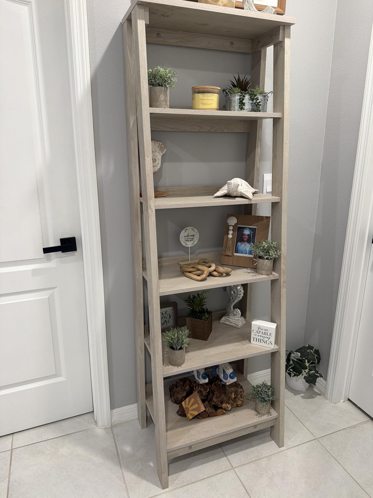 Sauder Trestle 5-Shelf Bookcase/ Book Shelf, Vintage Oak finish customer photo 2