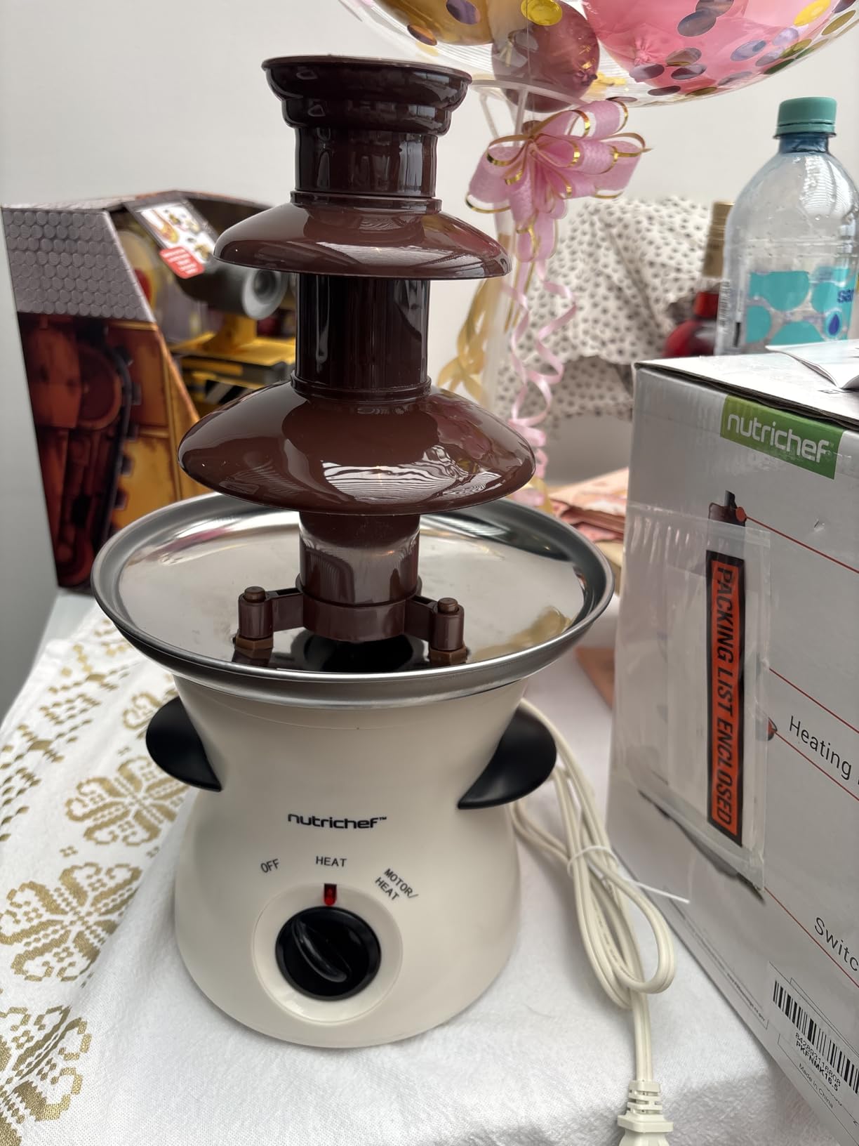 NutriChef 3 Tier Chocolate Fondue Fountain - Electric Stainless Chocolate Dipping Warmer Machine - Warm & Melt Chocolate, Butter & Cheese - Great for Parties, Events & Weddings - Pot Capacity 16 OZ customer photo 1