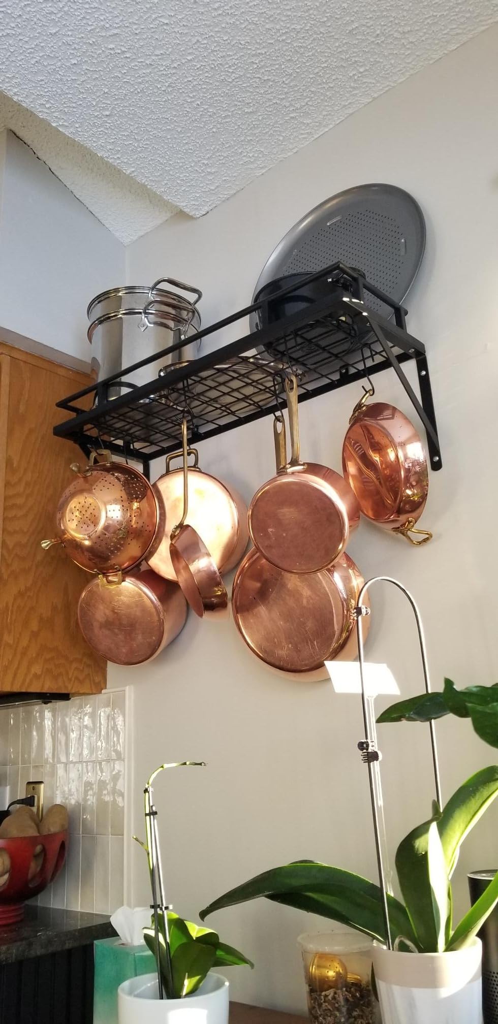 KES 30-Inch Kitchen Pan Pot Rack Wall Mounted, Hanging Storage Organizer | 88 Lbs Capacity, Wall Shelf with 12 Sturdy Hooks, 16-Inch stud Mount, Matte Black, KUR215S75A-BK customer photo 2