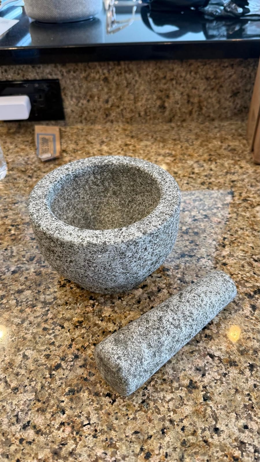 GORILLA GRIP Natural Granite Stone Mortar and Pestle Set, 2 Cup, Granite | Heavy Duty Unpolished Molcajete Guacamole Salsa Bowl customer photo 1