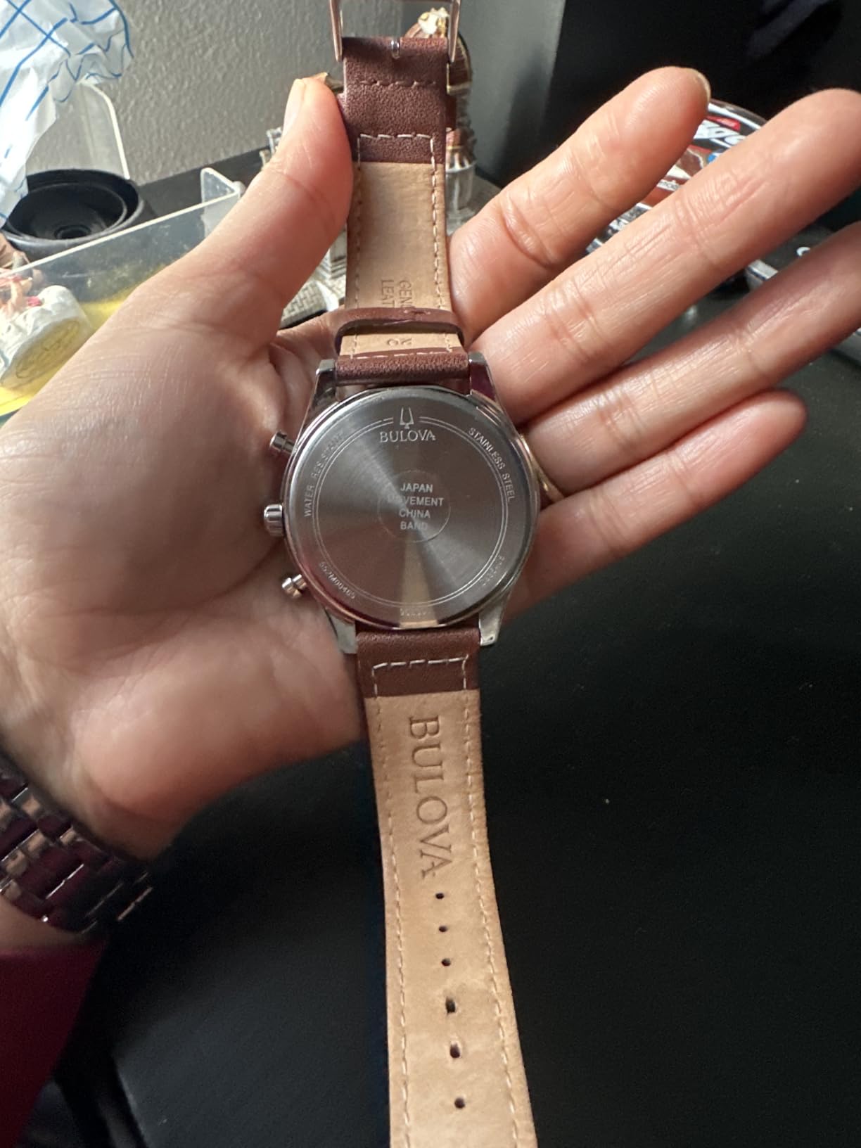 Bulova Men's Classic Stainless Steel 6-Hand Chronograph Quartz Leather Strap Watch customer photo 1