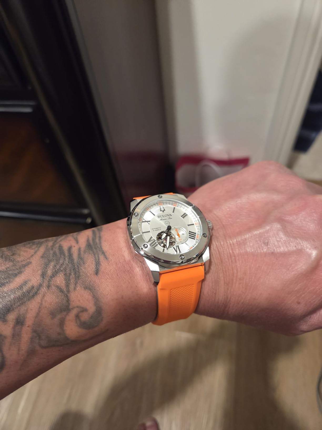 Bulova Men's Marine Star 'Series A' Automatic Watch with Orange Silicone Strap customer photo 1