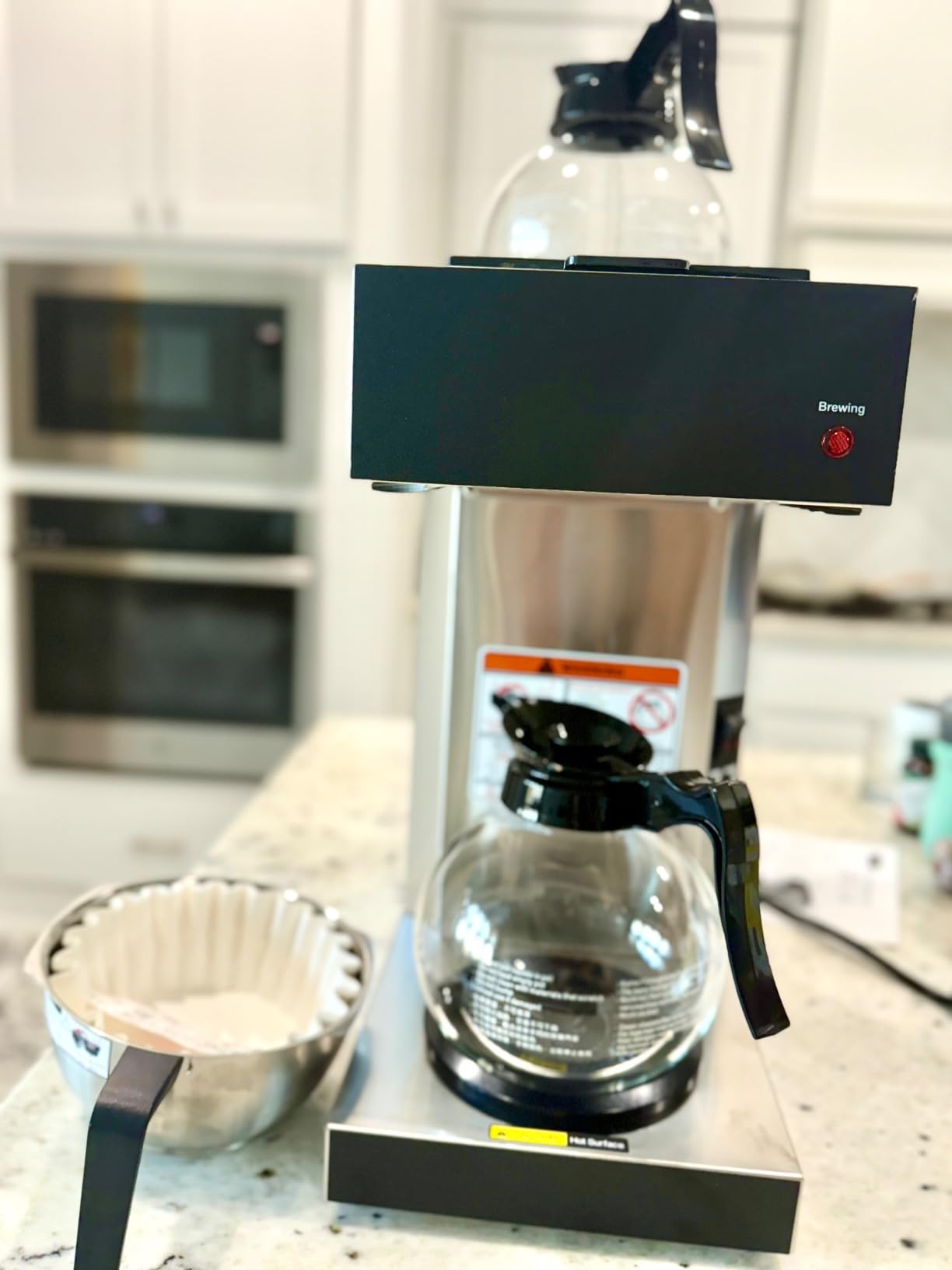 SYBO 12-Cup Commercial Pour Over Coffee Maker SF-CB-2GA | ETL Certified, Stainless Steel, Reusable Brew Basket, Spray Head, Fast Brewing, 2 Glass Carafe Included customer photo 1