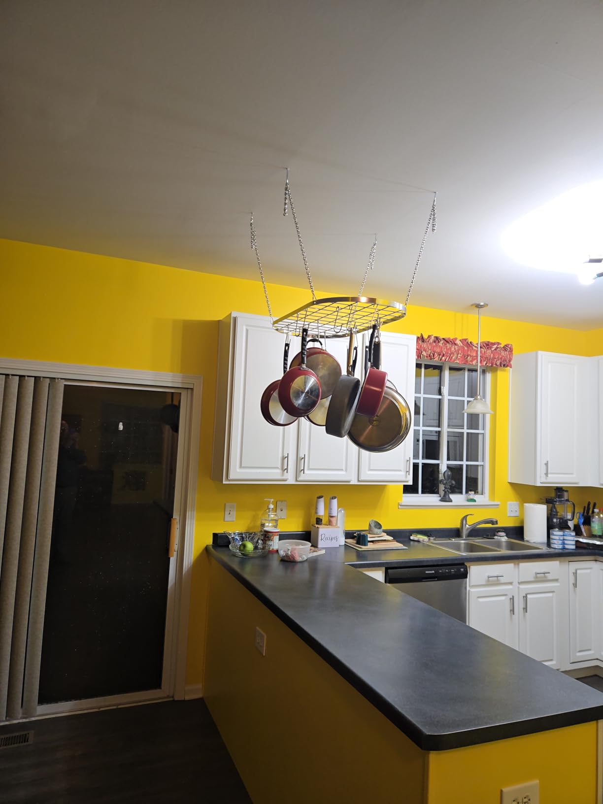 Vdomus Hanging Pot Rack - Ceiling Mount Kitchen Organizer for Pots and Pans with 15 Hooks - 33 x 17 Inches Heavy-Duty, Durable and Space-Saving Pan Holder - Silver customer photo 2