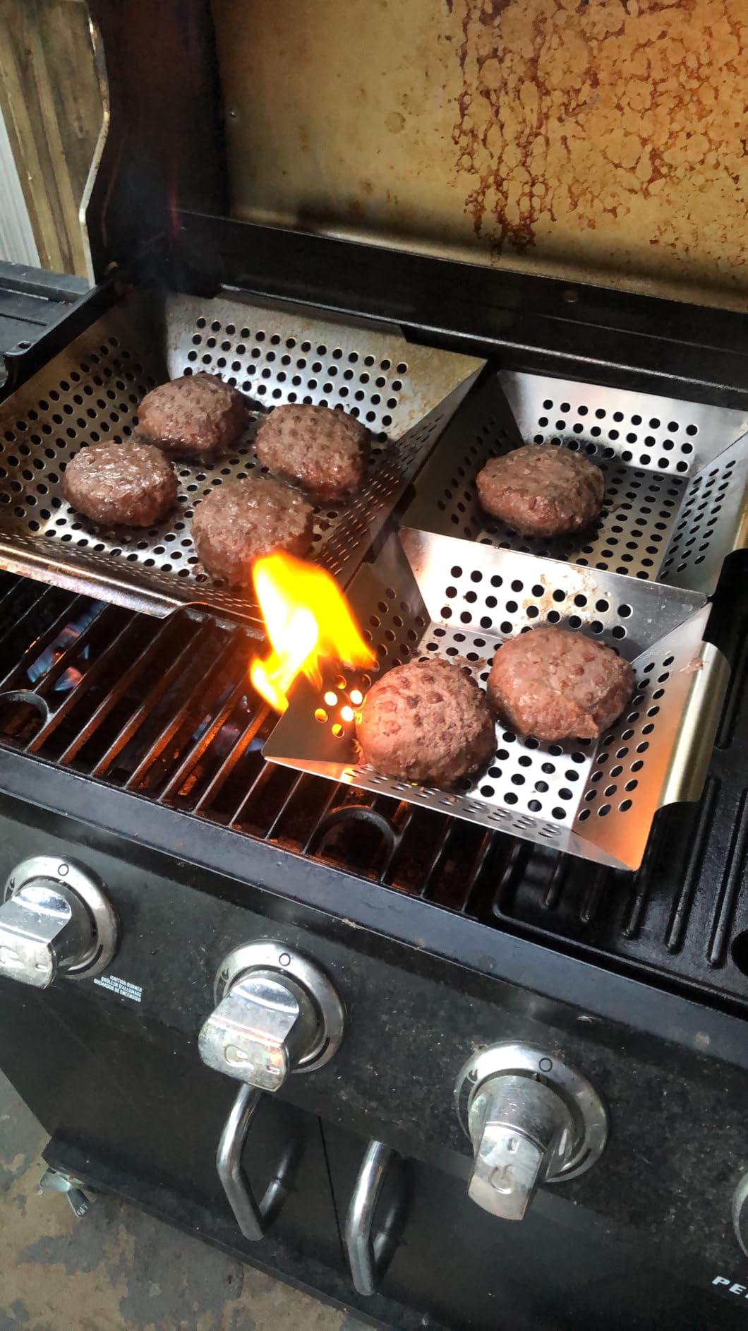 3 Pack Grill Baskets for Outdoor Grill, Heavy Duty Stainless Veggie Pan Set - Vegetable Grill Basket, Grilling Accessories for All Grills & Smokers, Space-Saving 1 Large, 2 Small customer photo 1
