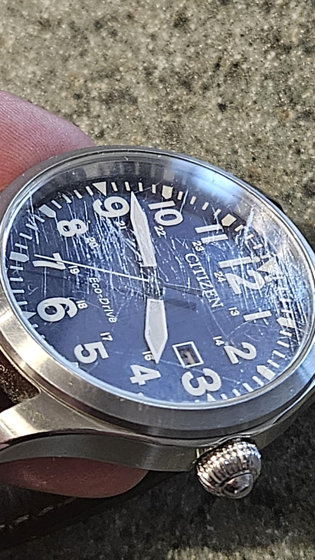Men's Sport Casual Garrison 3-Hand Date Eco-Drive Leather Strap Watch, Arabic Markers, Stainless Steel, Field Watch customer photo 2