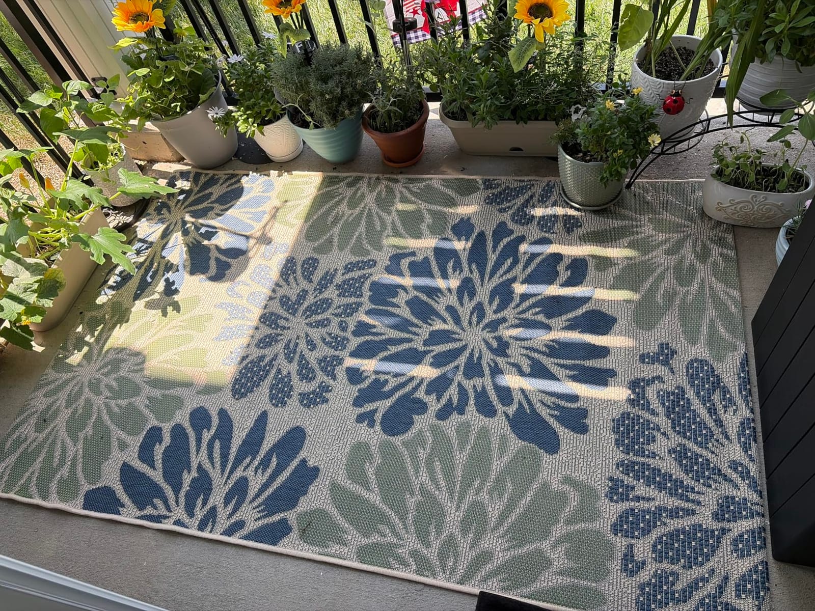 JONATHAN Y Floral Textured Weave Indoor Outdoor Area Rug 8X10 Navy/Aqua, Zinnia Modern for Backyard, Patio, Porch, Easy-Cleaning, High Traffic, Pet-Friendly, Non-Shedding customer photo 2