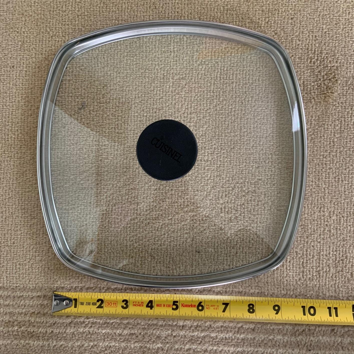 Cuisinel Cast Iron Square Grill Pan + Glass Lid + Pan Scraper + Handle Cover - 10.5