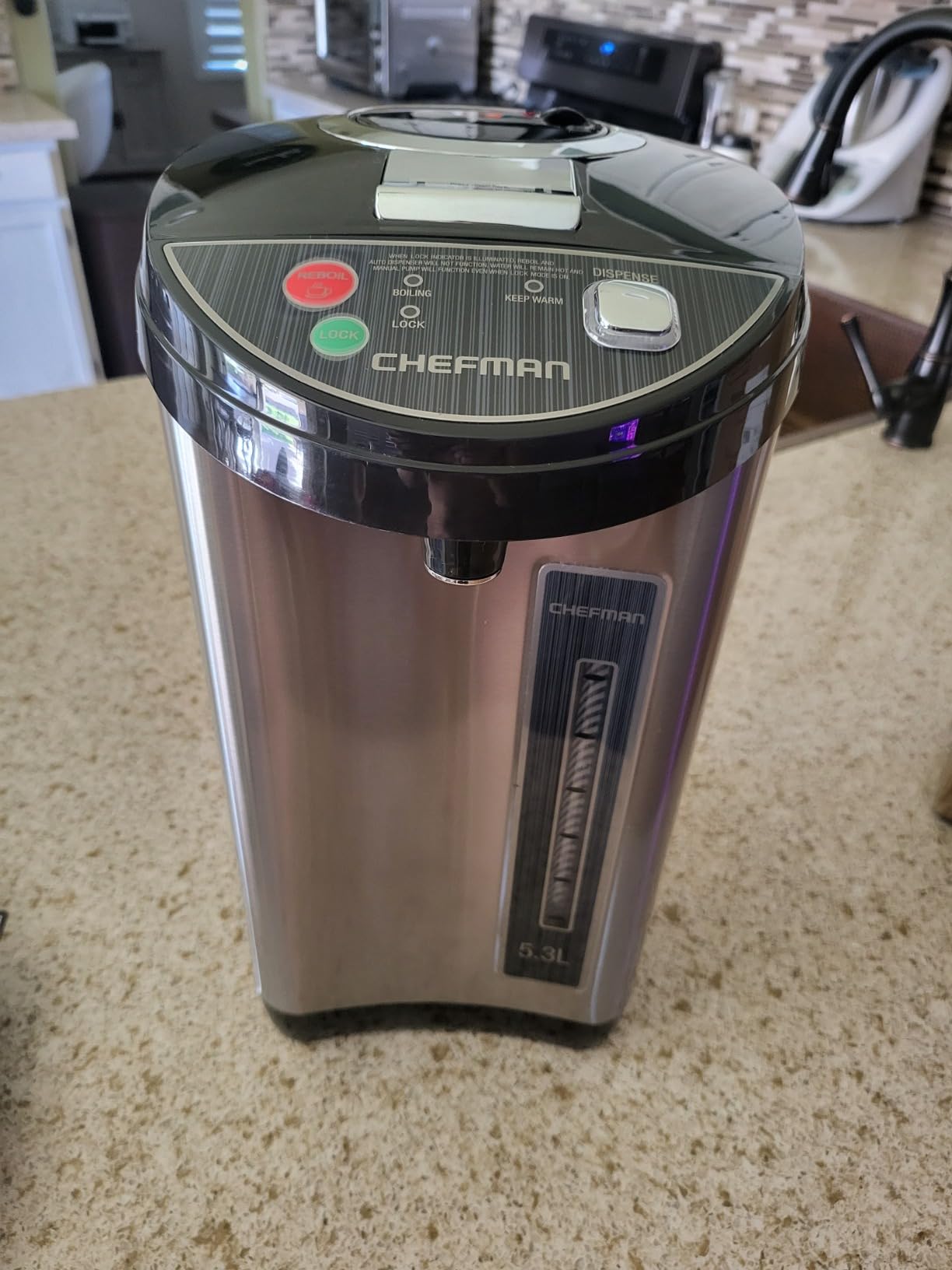 Chefman Electric Hot Water Pot Urn w/Auto & Manual Dispense Buttons, Safety Lock, Instant Heating for Coffee & Tea, Auto-Shutoff & Boil Dry Protection, Insulated Stainless Steel, 3.6L/3.8 Qt/20+ Cups customer photo 2