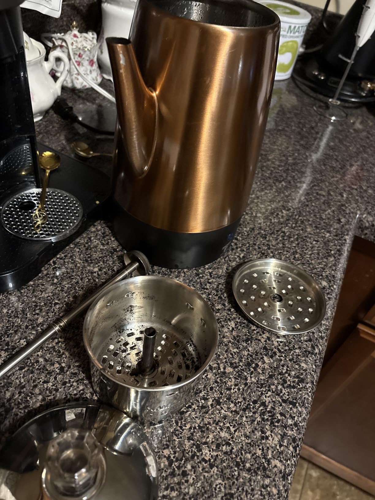 Moss & Stone 10 Cup Copper Electric Percolator Coffee Pot, Stainless Steel | Coffee percolator electric keep warm function, removable basket customer photo 1