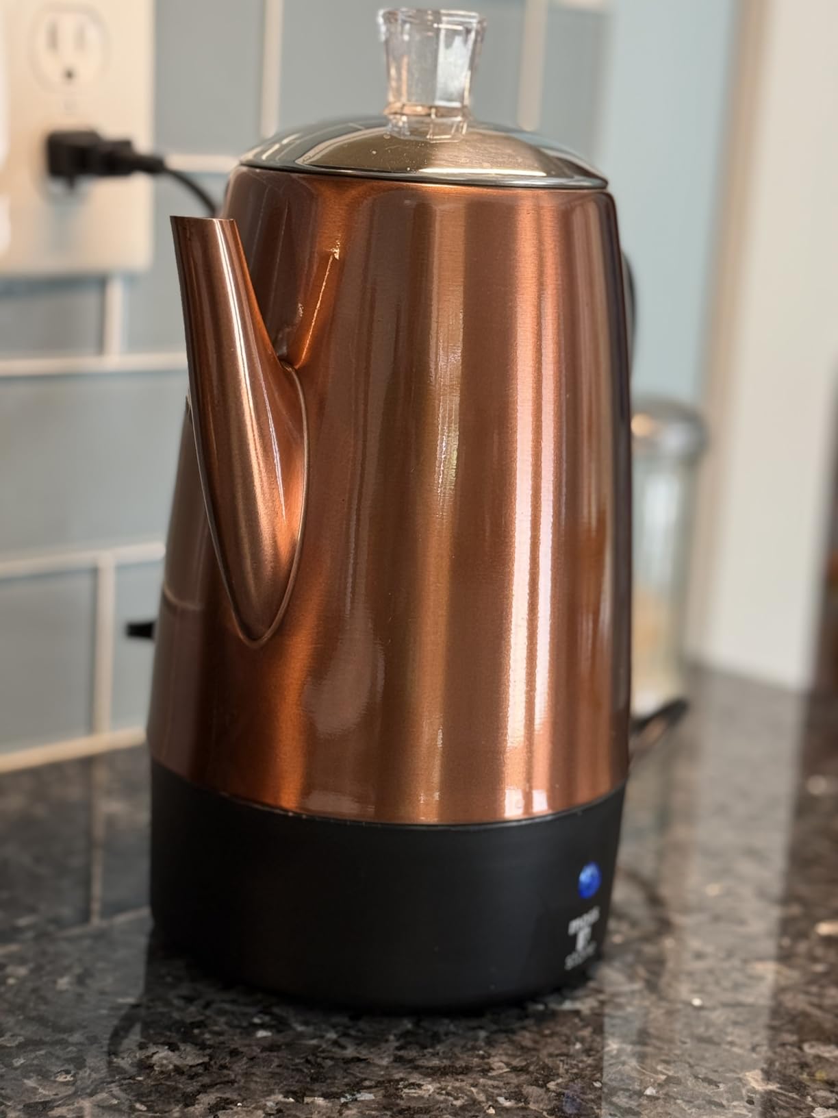Moss & Stone 10 Cup Copper Electric Percolator Coffee Pot, Stainless Steel | Coffee percolator electric keep warm function, removable basket customer photo 2