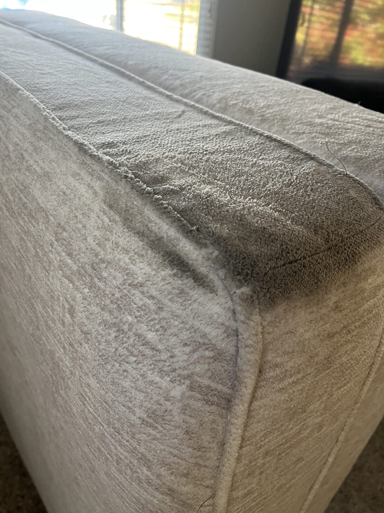 Signature Design by Ashley Oversized Square Ottoman Coffee Table, Beige | Beige chenille ottoman, 100% polyester upholstery, 51-inch dual-purpose footrest, Arrives fully assembled, Rawcliffe Series customer photo 1
