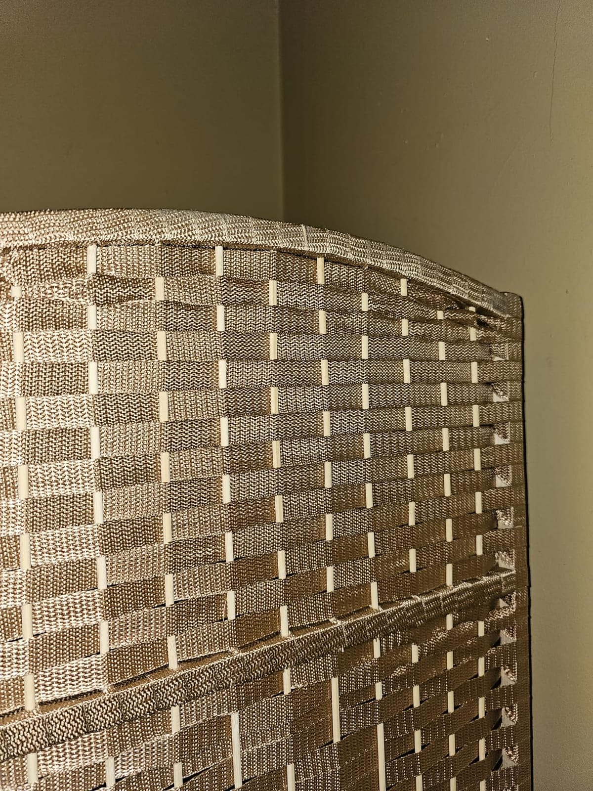 6 Panel Folding Room Divider, Woven Privacy Screen, Light Beige | Solid wood frame, handcrafted diamond pattern, 6FT tall, extends to 94.5 inches wide, no assembly required customer photo 2
