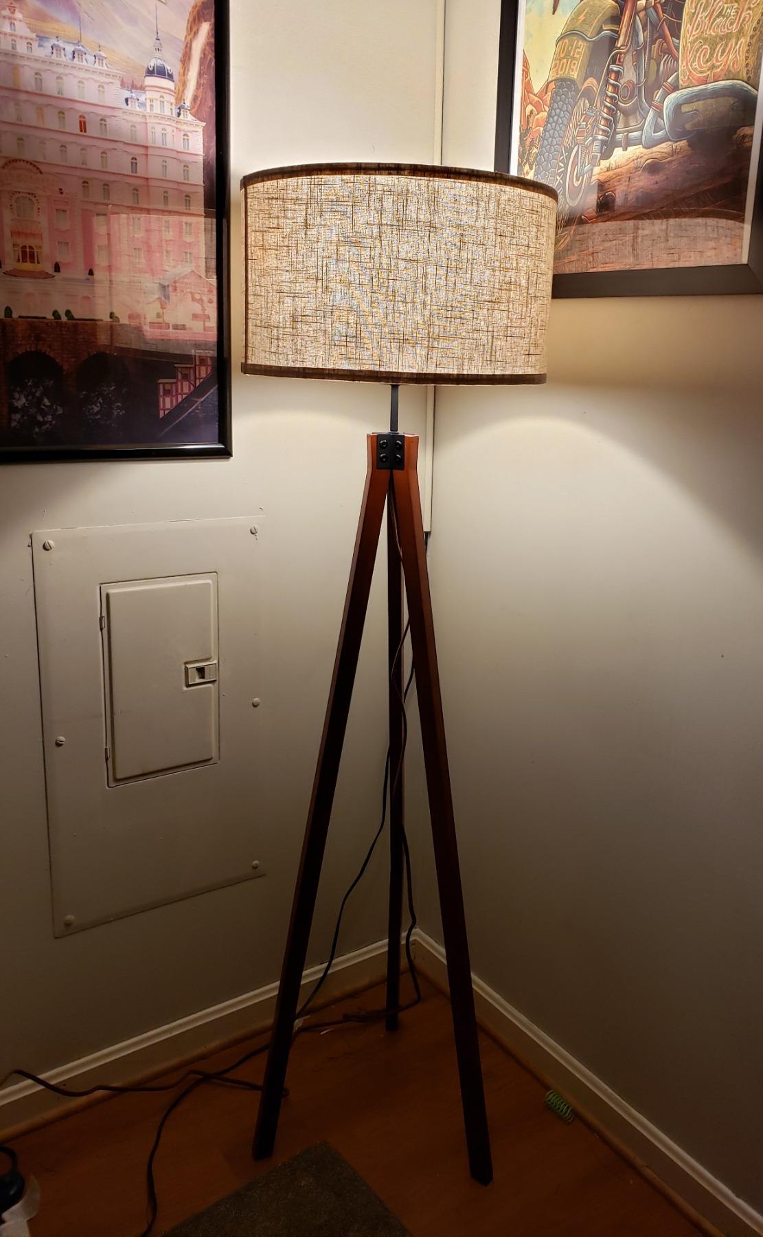 Brightech Eden Tripod Floor Lamp, Dimmable Standing Lamp with Solid Wood Legs for Bedroom Reading, Tall Tree Lamp for Offices, Modern LED Lamp for Living Rooms, Great Living Room Decor - Havana Brown customer photo 1