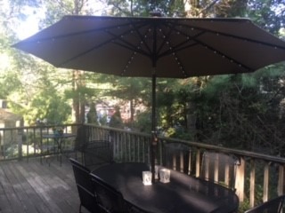 EliteShade USA 10-Year-Non-Fading 9ft Market Patio Umbrella, Commercial Grade Table Sun Umbrella with 80 Solar LED Lights, Crank Open, Windproof & UPF 50+ UV Protection for Garden, Deck, Pool, Backyard, Navy Blue customer photo 1