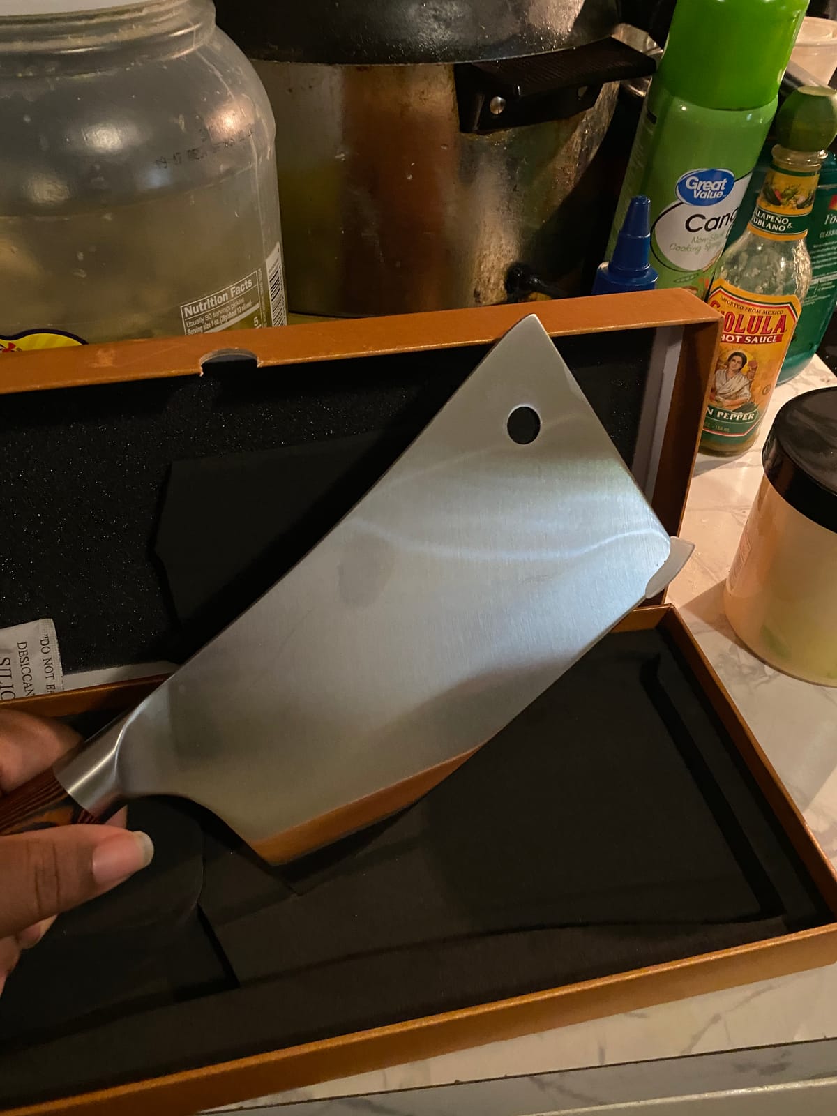TUO Meat Cleaver, 7 inch Heavy Duty Bone Chopper, High Carbon German Stainless Steel Butcher Knife, Pakkawood Handle Kitchen Chopping Knife with Gift Box - Fiery Phoenix Series customer photo 2
