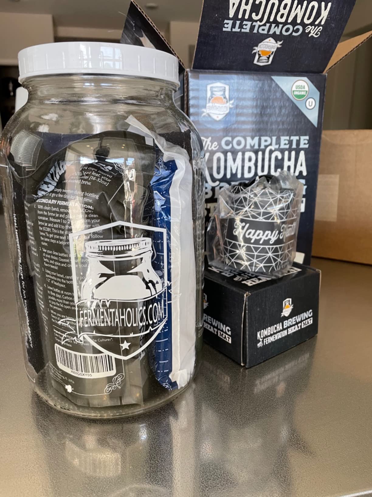 Fermentaholics Kombucha Brewing Starter Kit - USDA Certified Organic SCOBY & Tea, Complete Home Kombucha Making Kit with Culture, Kosher Certified (Deluxe Kombucha Brewing Kit) customer photo 2