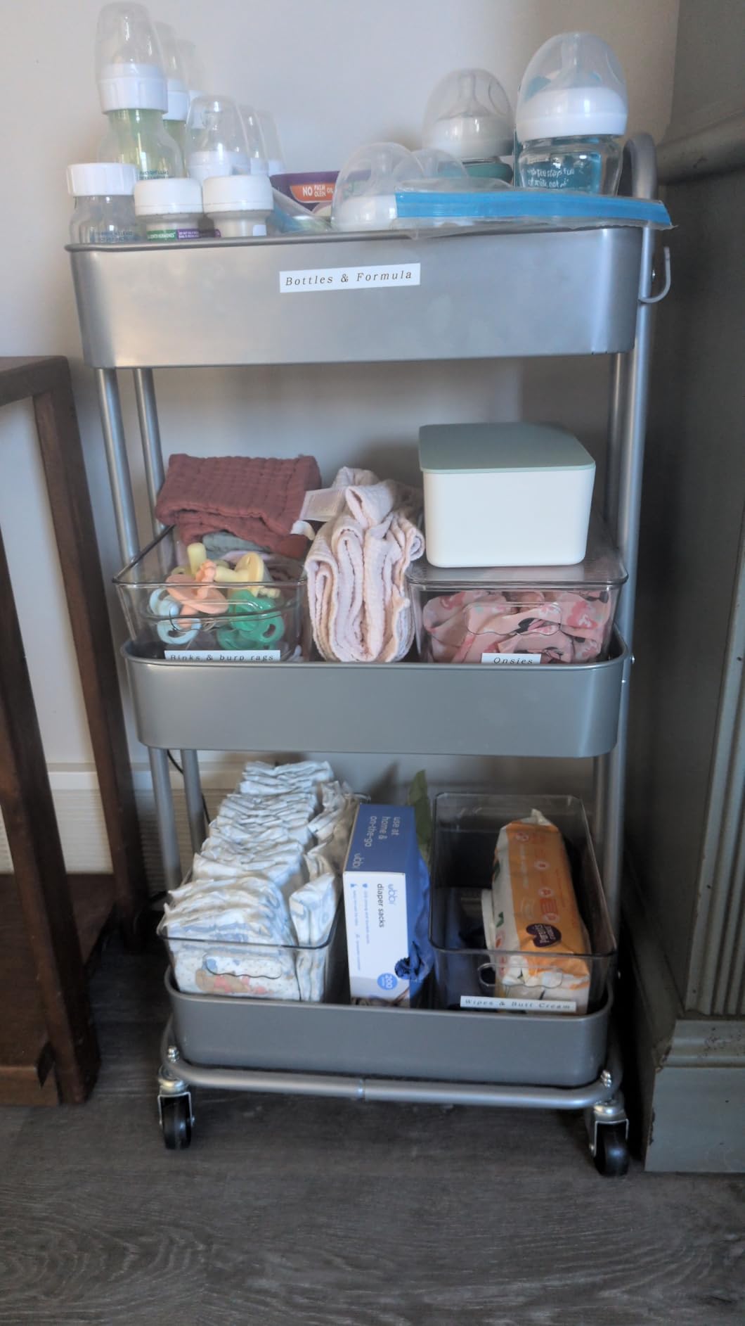 Simple Houseware 3-Tier Heavy Duty Metal Utility Rolling Cart, White customer photo 2