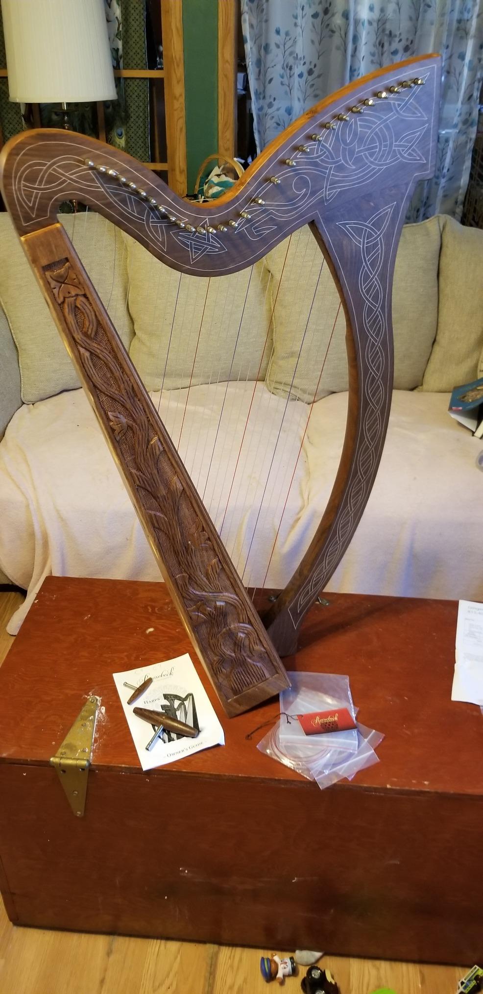 Roosebeck 29-String Minstrel Harp w/Chelby Levers - Vine Design customer photo 1