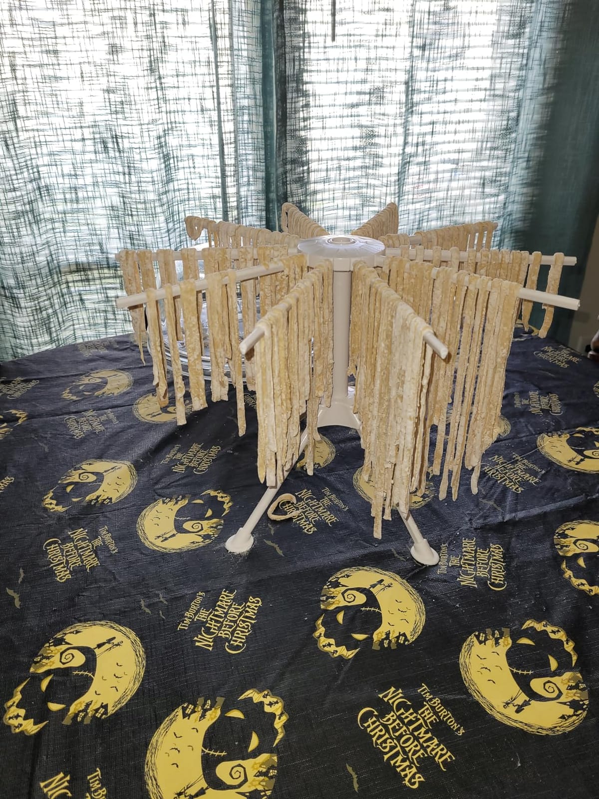 Cambom Collapsible Pasta Drying Rack - Spaghetti Noodle Drying Rack with 10 Bar Handles White customer photo 1