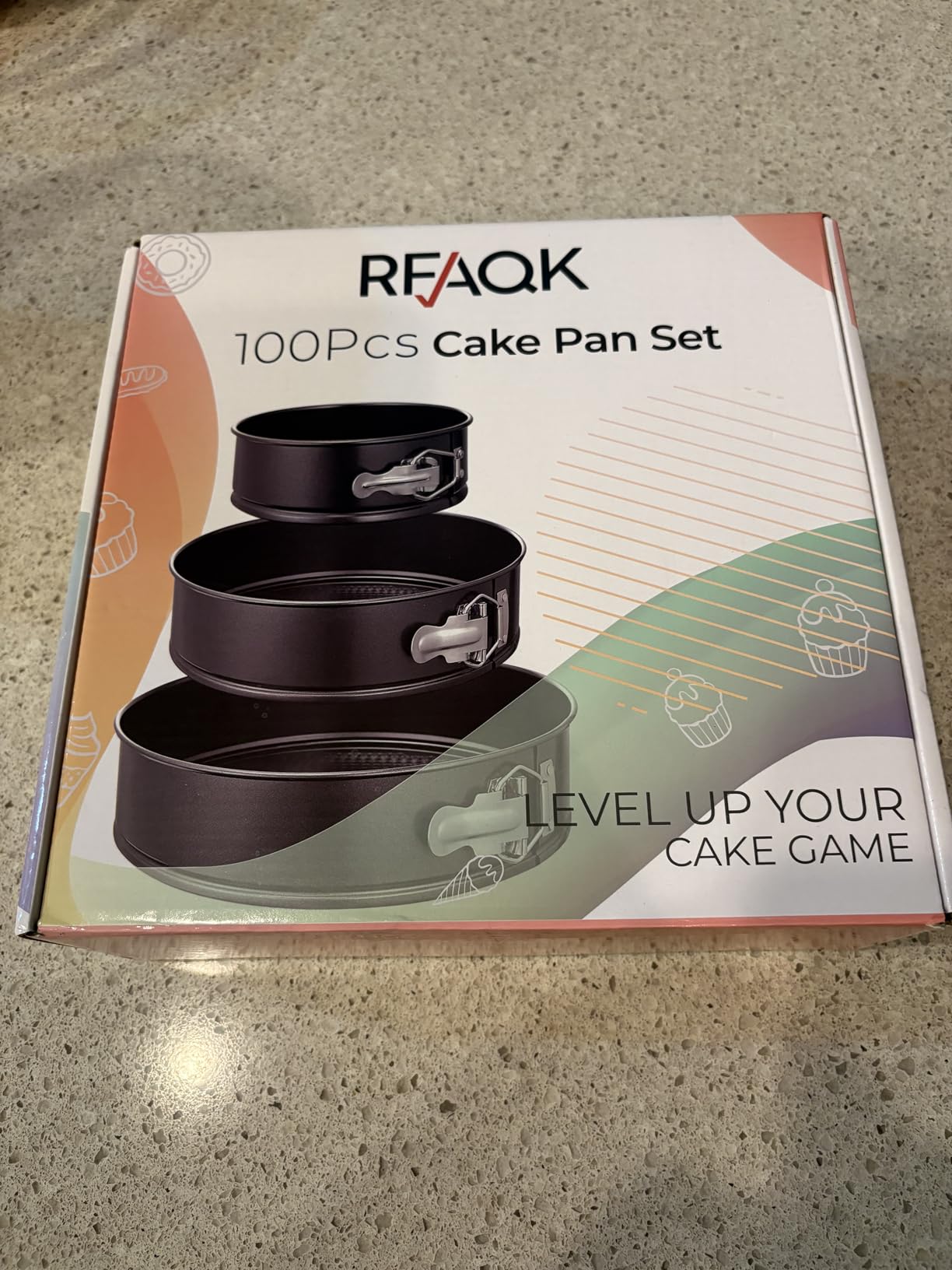 RFAQK 100pcs Cake Pan Sets for Baking + Cake Decorating Supplies: 3 Non-Stick Springform Pans Set (4, 7, 9 inches), Icing Tips, Cake Leveler customer photo 2